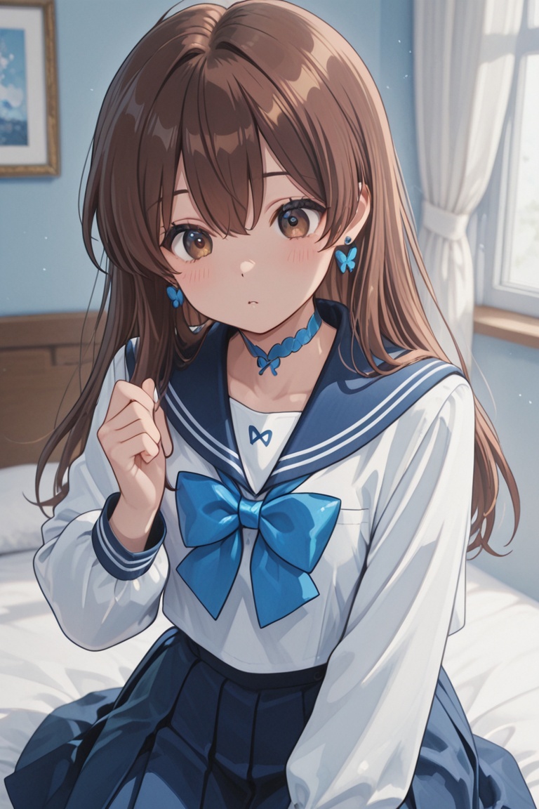 A Cute Cross-Dressing Boy,  Beautiful sailor uniform,  blue and white sailor uniform on Tensor.Art