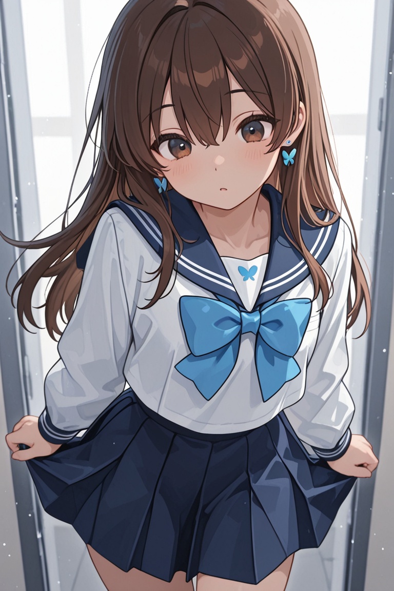 A Cute Cross-Dressing Boy,  Beautiful sailor uniform,  blue and white sailor uniform on Tensor.Art