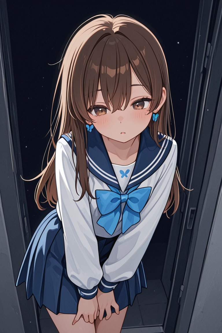 A Cute Cross-Dressing Boy,  Beautiful sailor uniform,  blue and white sailor uniform on Tensor.Art