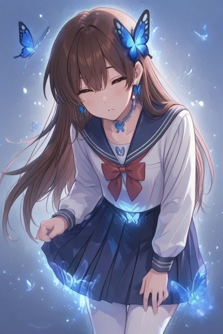 A Cute Cross-Dressing Boy,  Beautiful sailor uniform,  blue and white sailor uniform on Tensor.Art