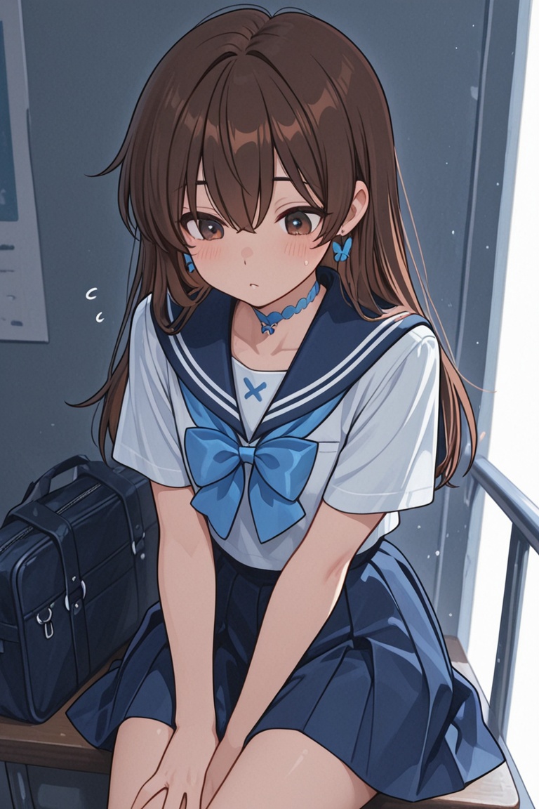 A Cute Cross-Dressing Boy,  Beautiful sailor uniform,  blue and white sailor uniform on Tensor.Art