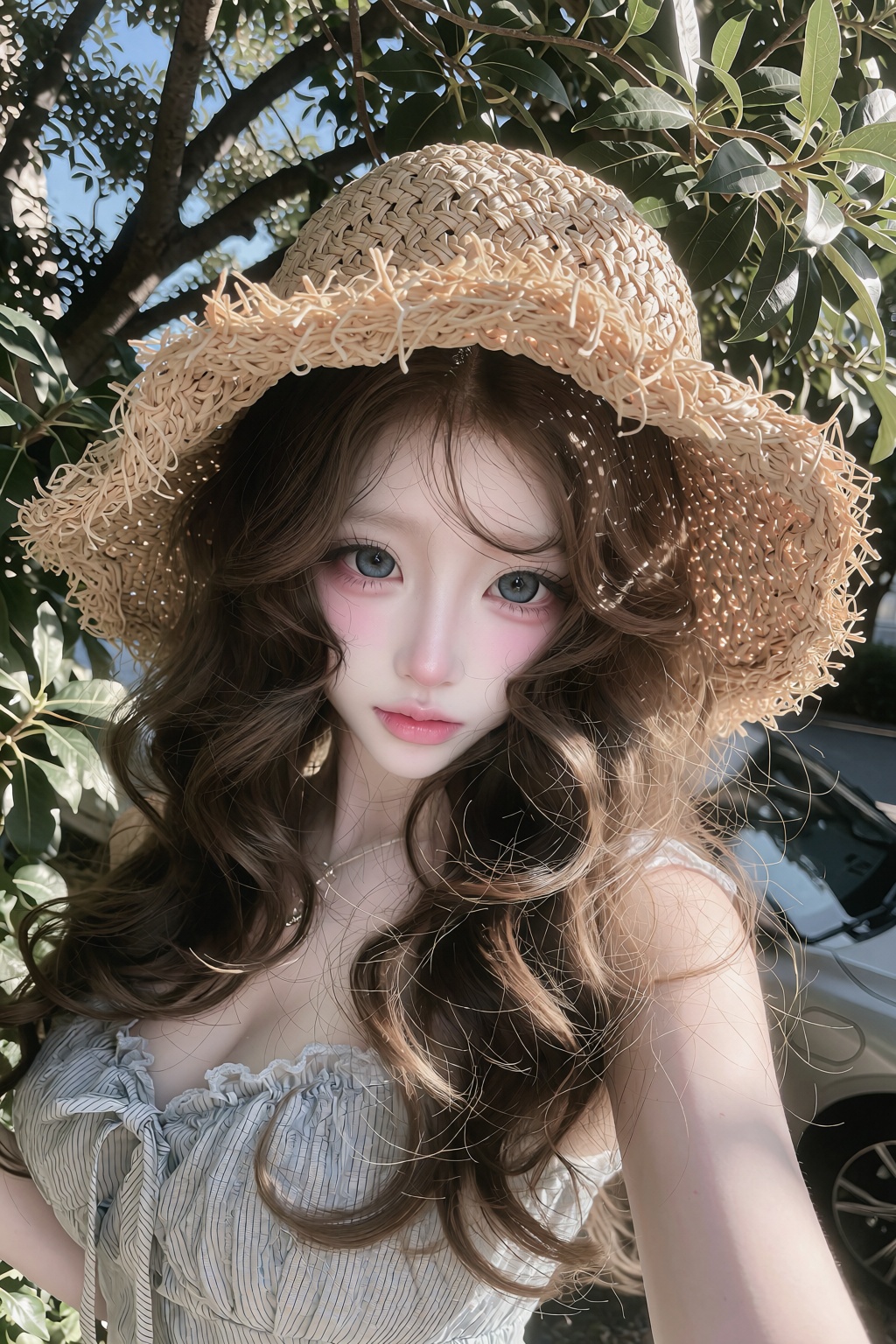 voluminous Korean goddess waves,  sweeping side bang, on Tensor.Art