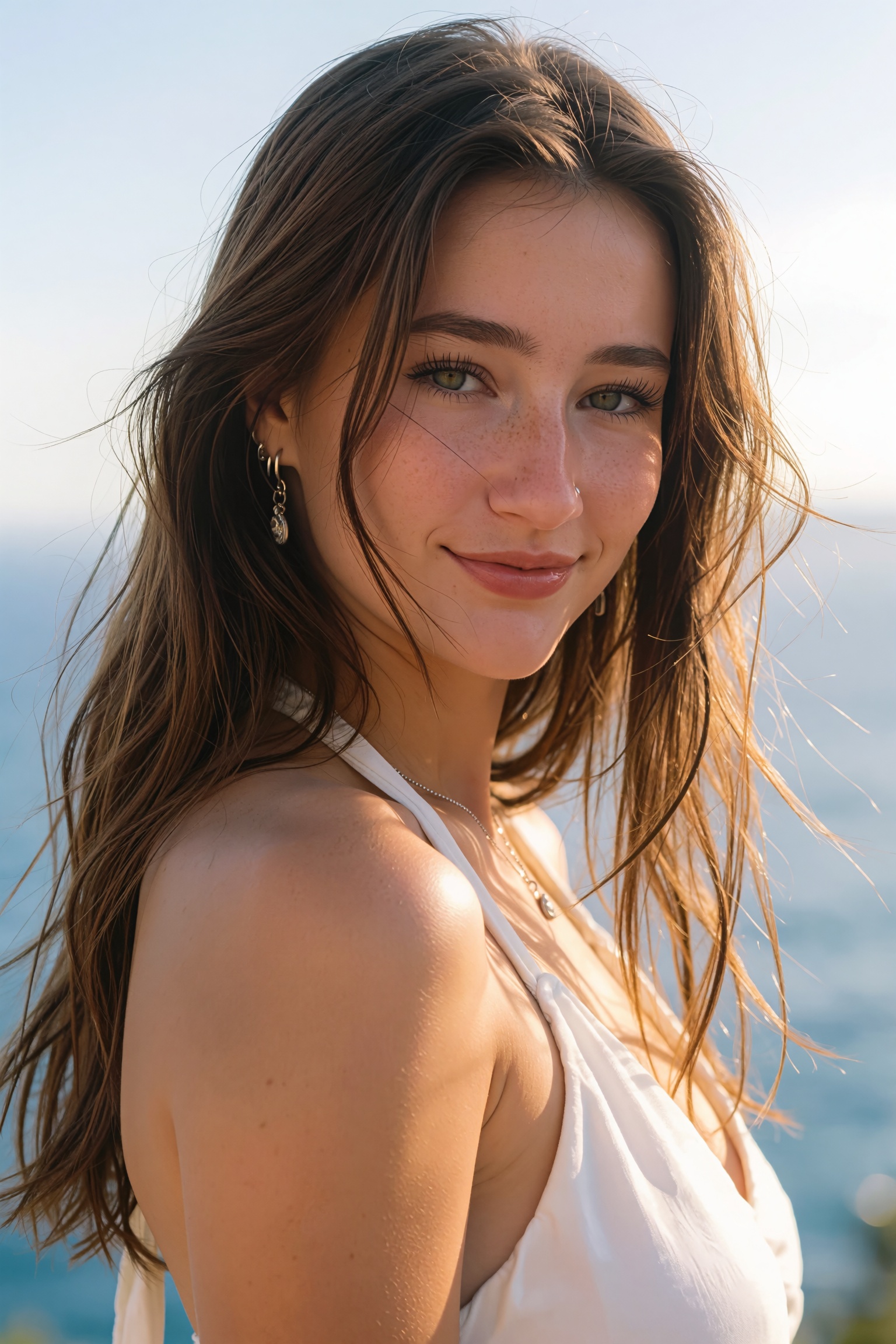 Professional studio portrait photo of a beautiful woman,  shot on 85mm lens,  f/1.8 on Tensor.Art