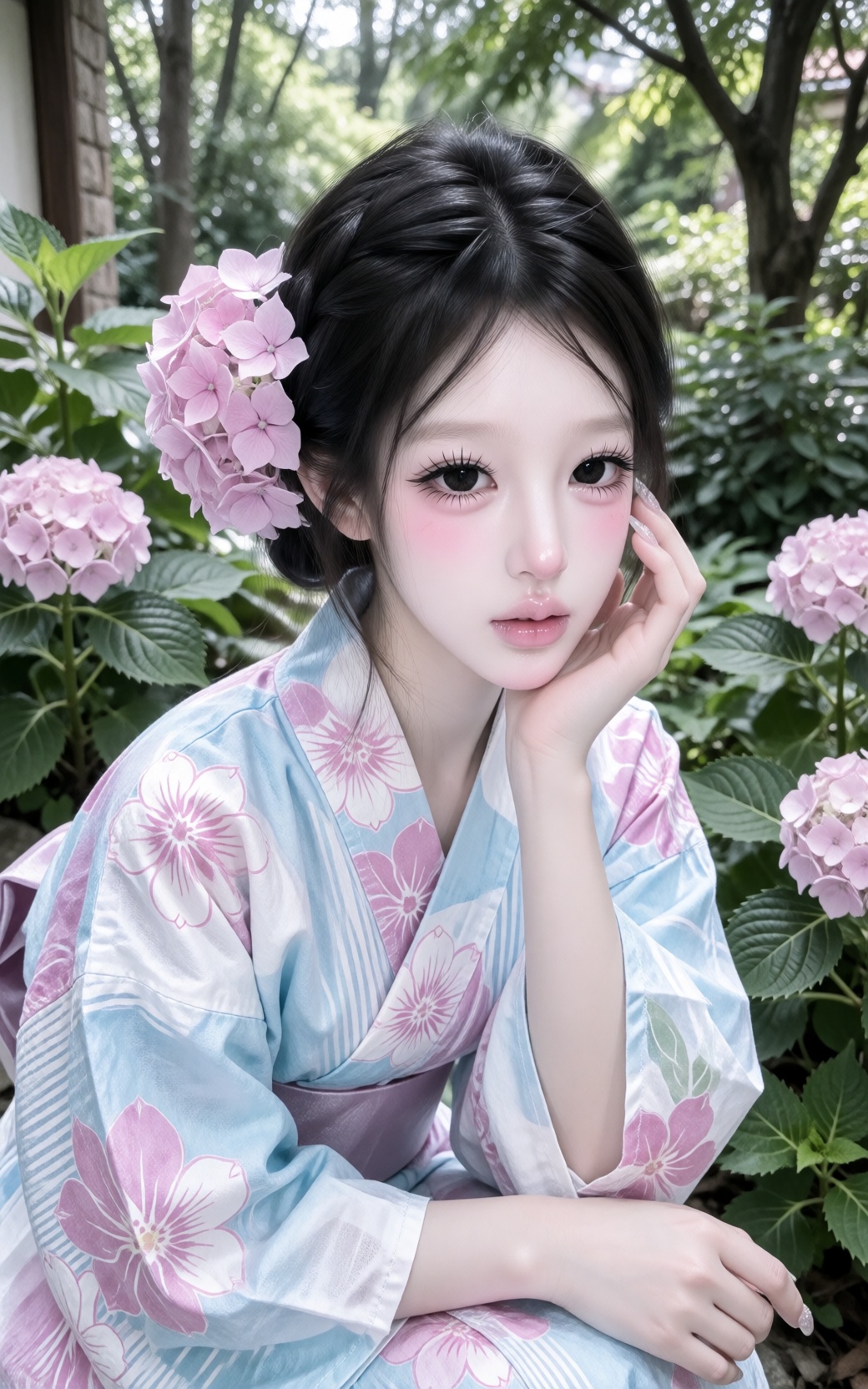 Traditional Japanese summer festival aesthetic,  outdoor yukata portrait,  soft blooming daylight on Tensor.Art