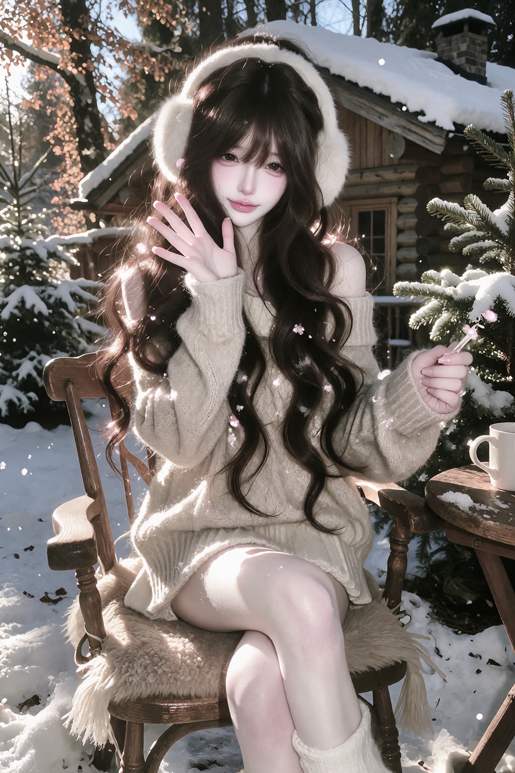 1girl,  long thick dark brown hair,  extremely long voluminous hair cascading down to the waist on Tensor.Art