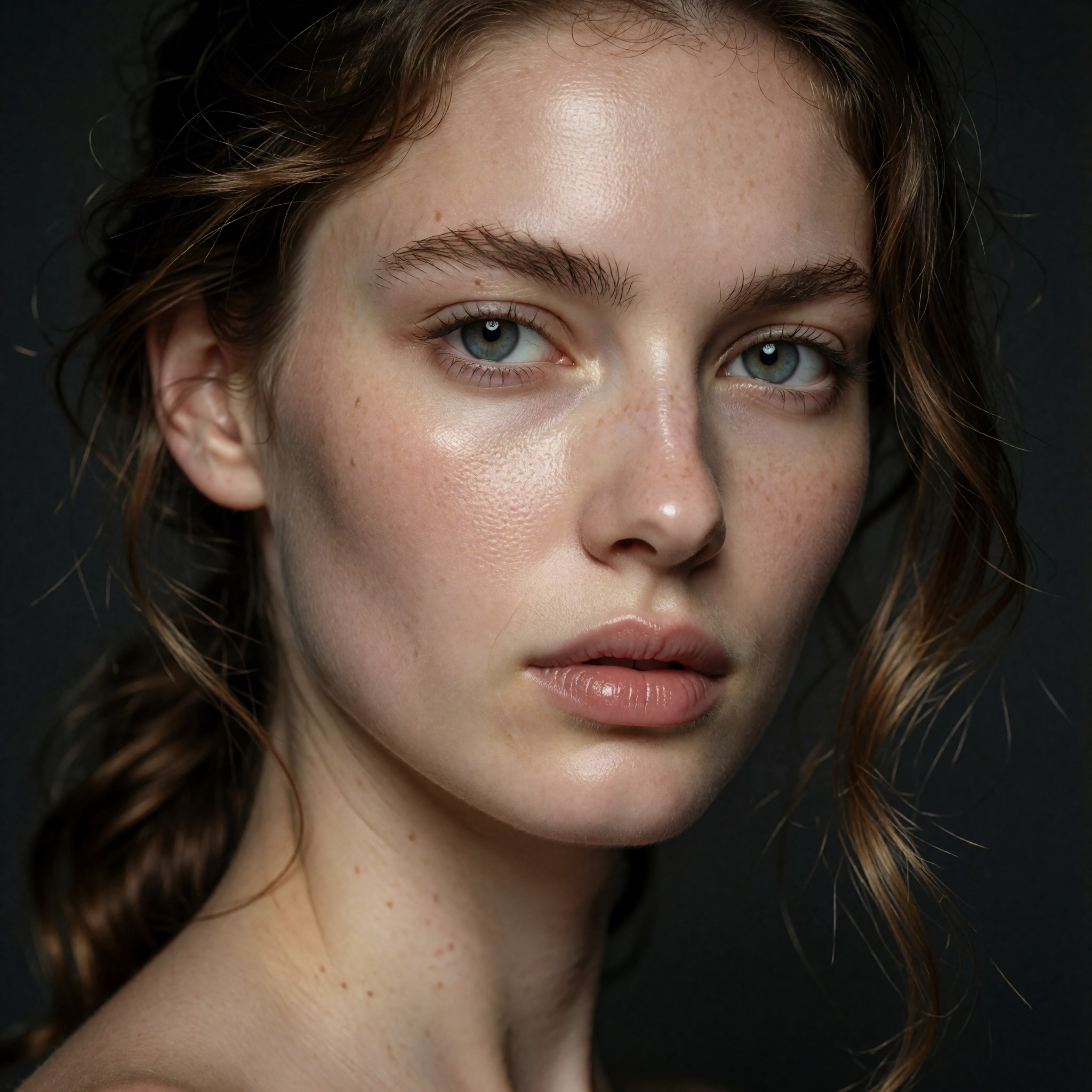 Premium AI checkpoint cover,  hyperrealistic female portrait,  striking natural facial features on Tensor.Art