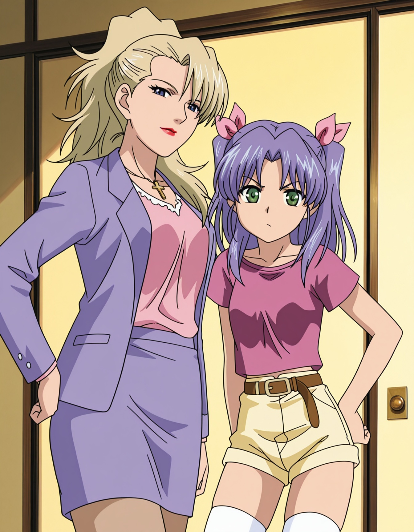 2girls,  cowboy shot,  looking at viewer on Tensor.Art