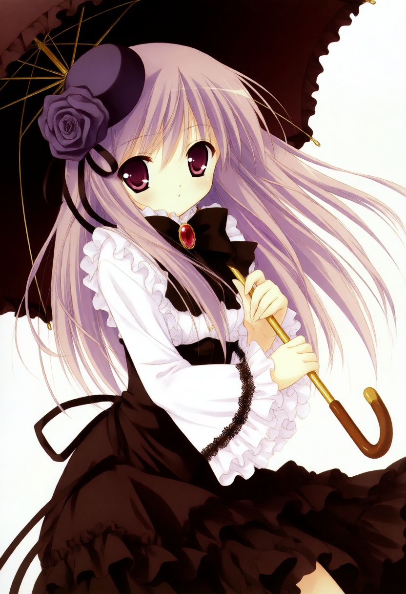 moestyle. A vertical,  medium shot captures a young woman in a high-fashion,  Gothic-Lolita-inspired ensemble on Tensor.Art