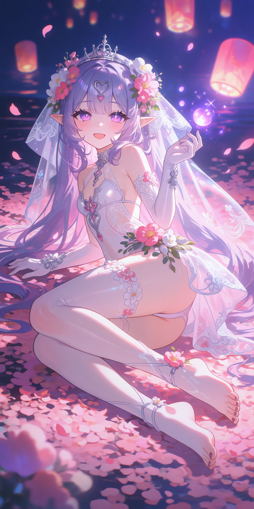 Slender,  elf-like figure,  Long lavender hair on Tensor.Art