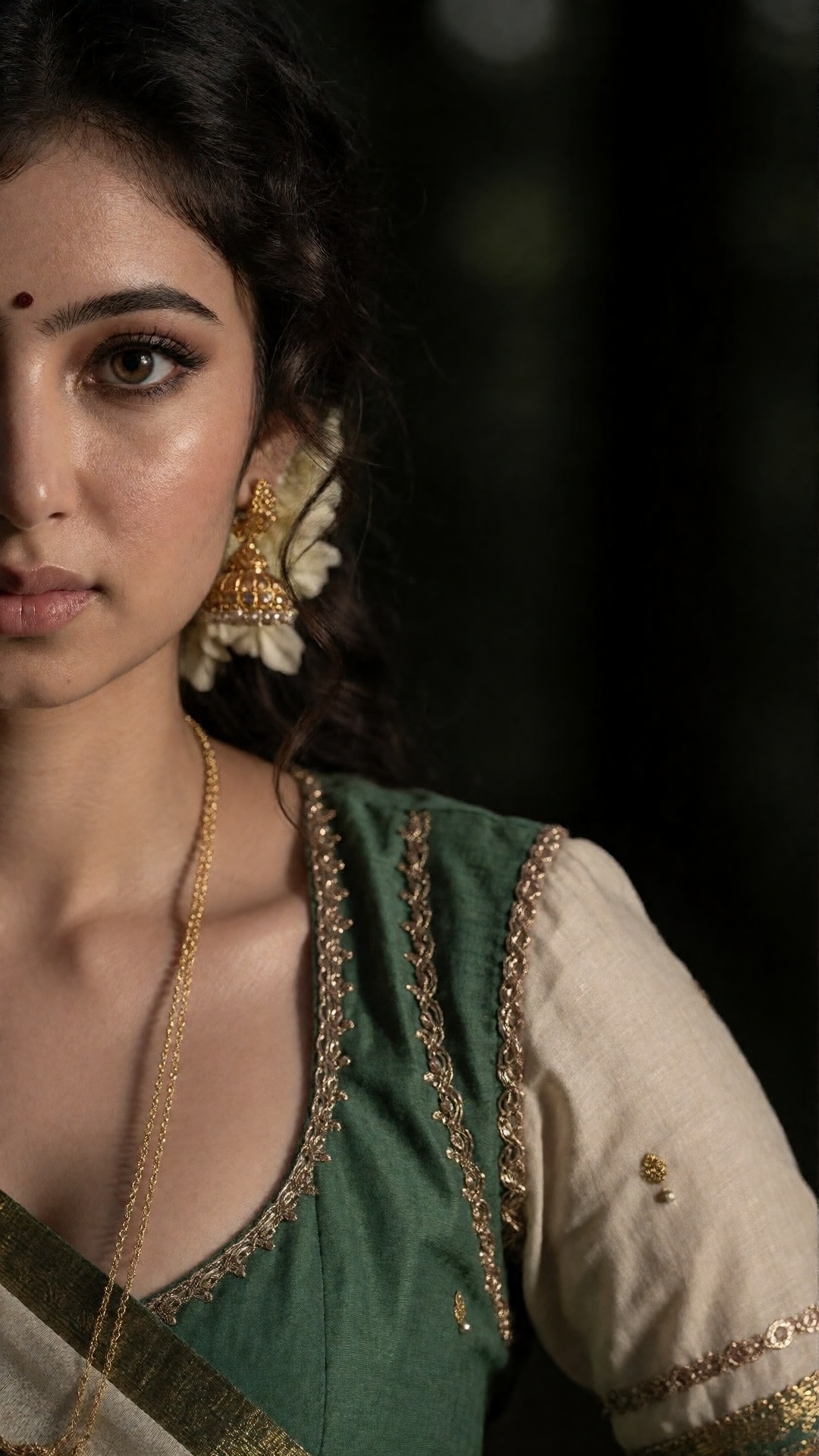 A kerala woman in dark forest,  Y2K style fashion photography,  jumb suit on Tensor.Art