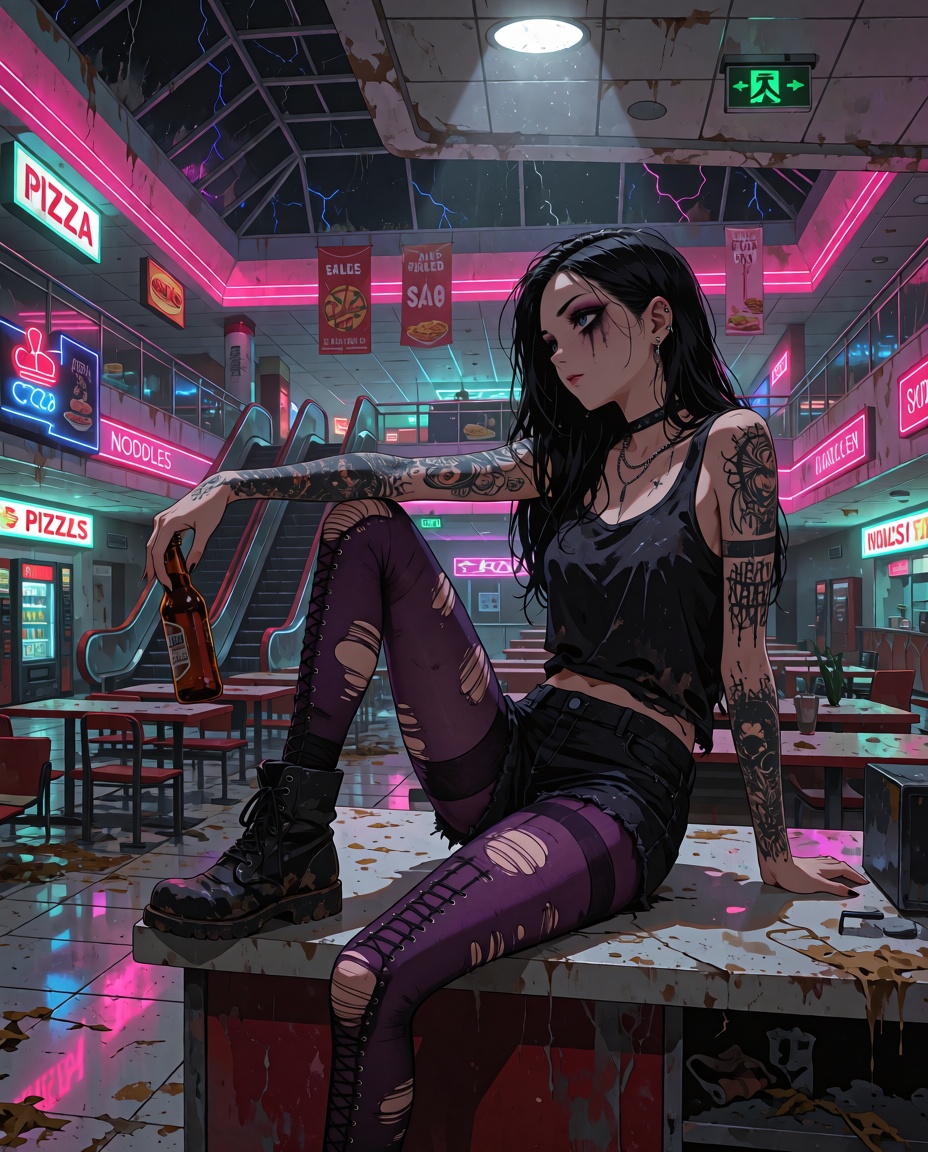 === STYLE === Liminal space anime aesthetic,  eerie nostalgia with vaporwave influences,  fluorescent hum visualized throu...