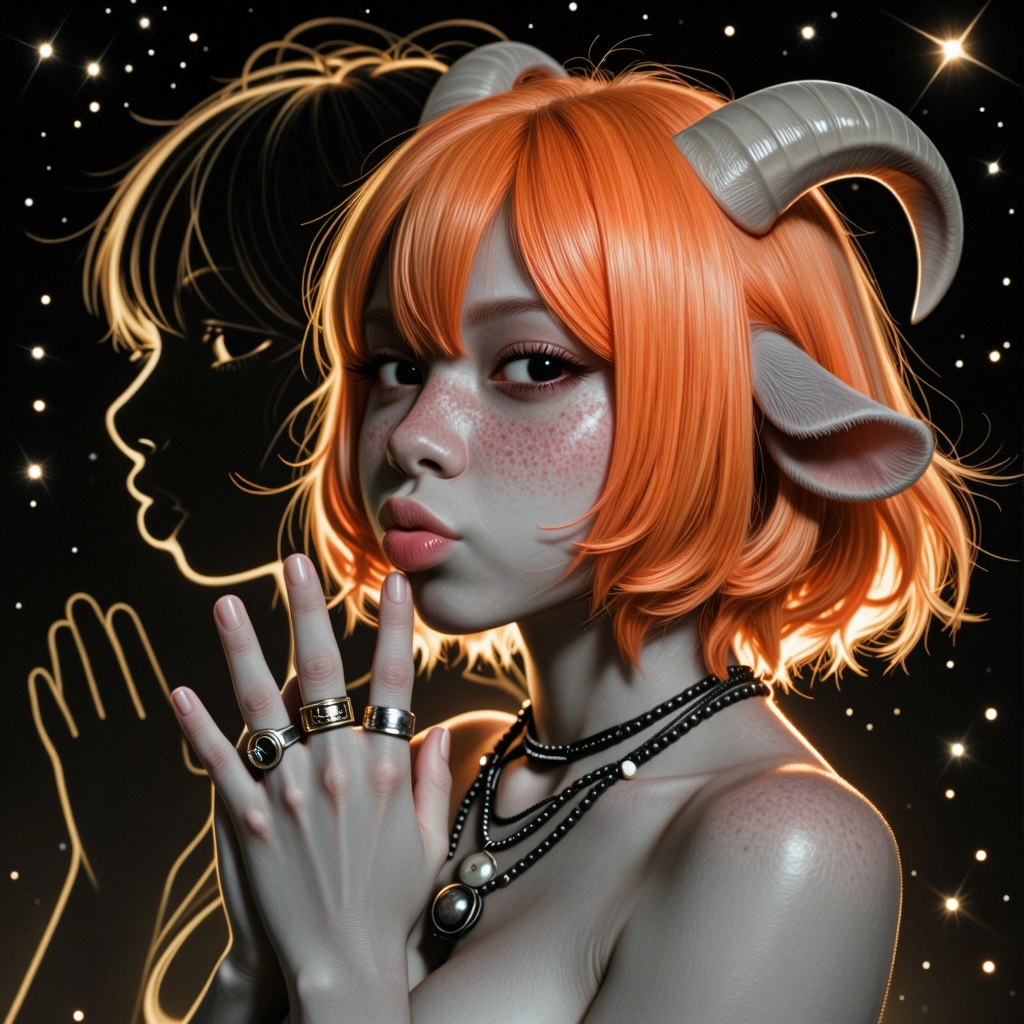 @Nan anthro goat girl,  small gray goat ears,  small bent goat horns on Tensor.Art