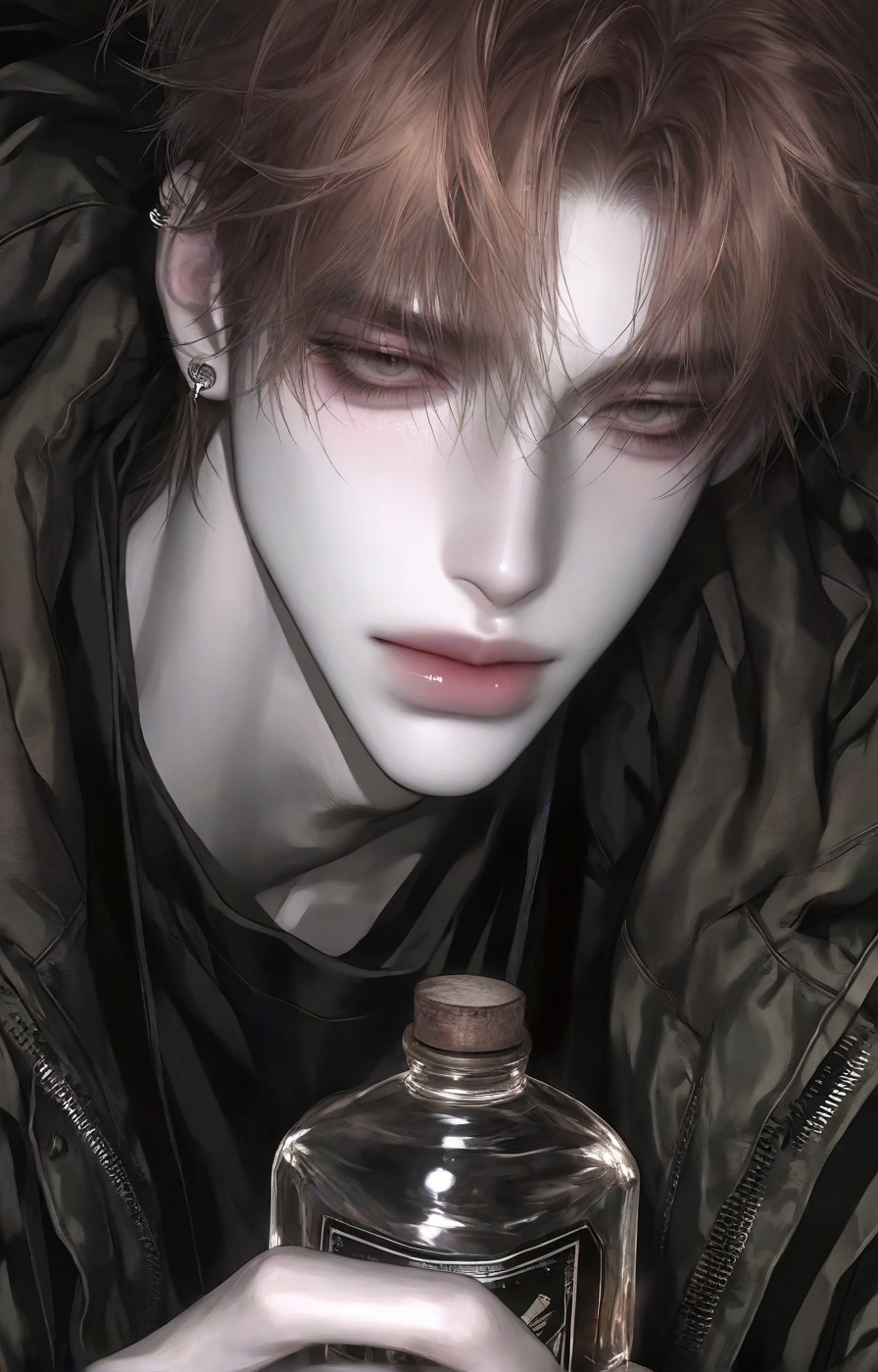 High angle shot 1 handsome young man,  single,  narrow eyes on Tensor.Art