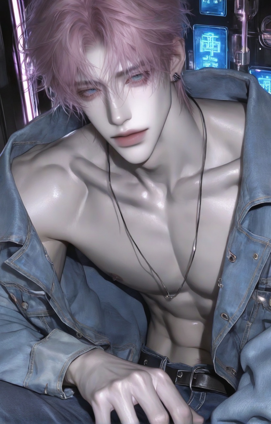 Low angle shot 1 handsome young man,  single,  narrow eyes on Tensor.Art