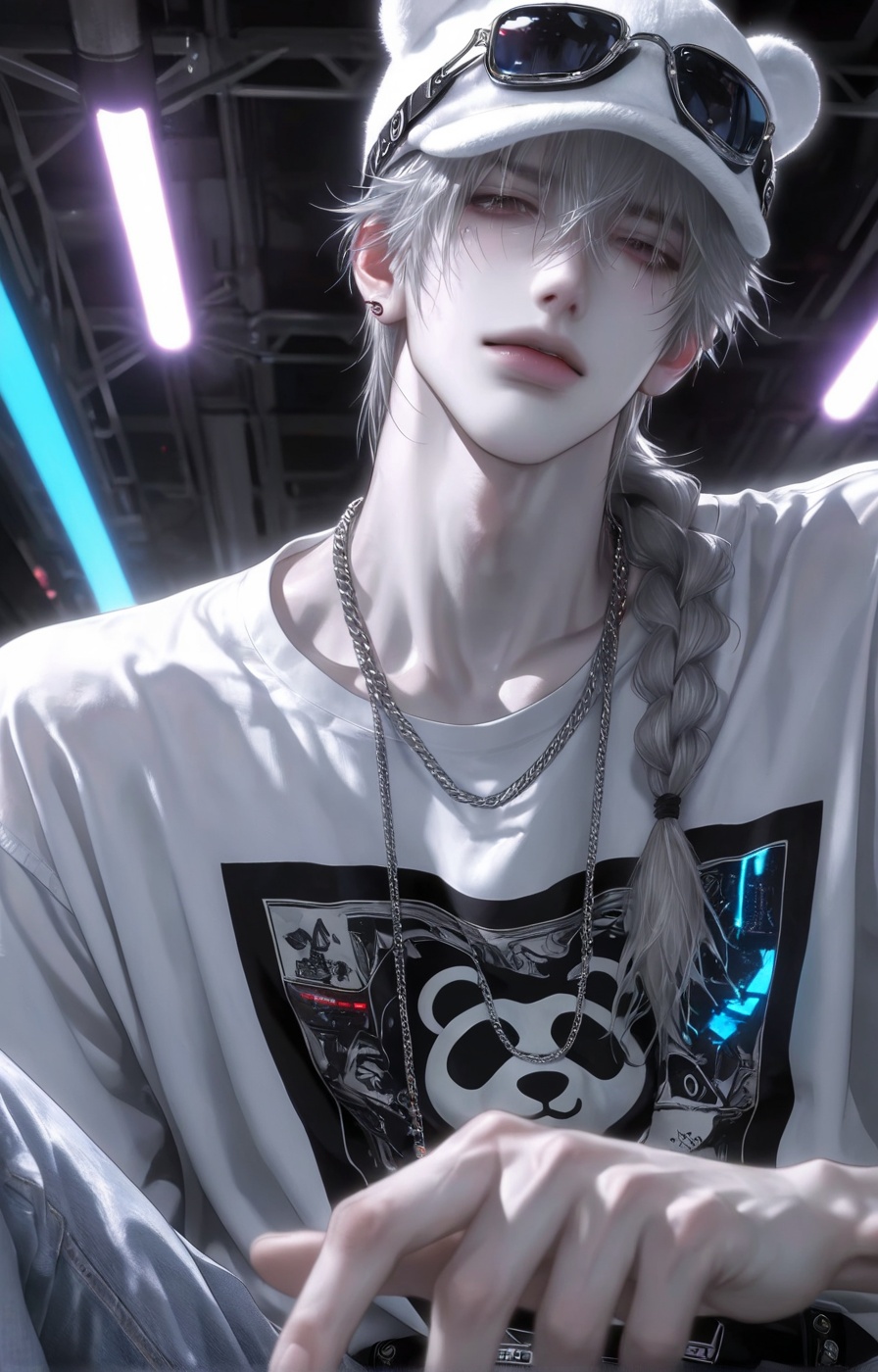 Low angle shot 1 handsome young man,  single,  narrow eyes on Tensor.Art