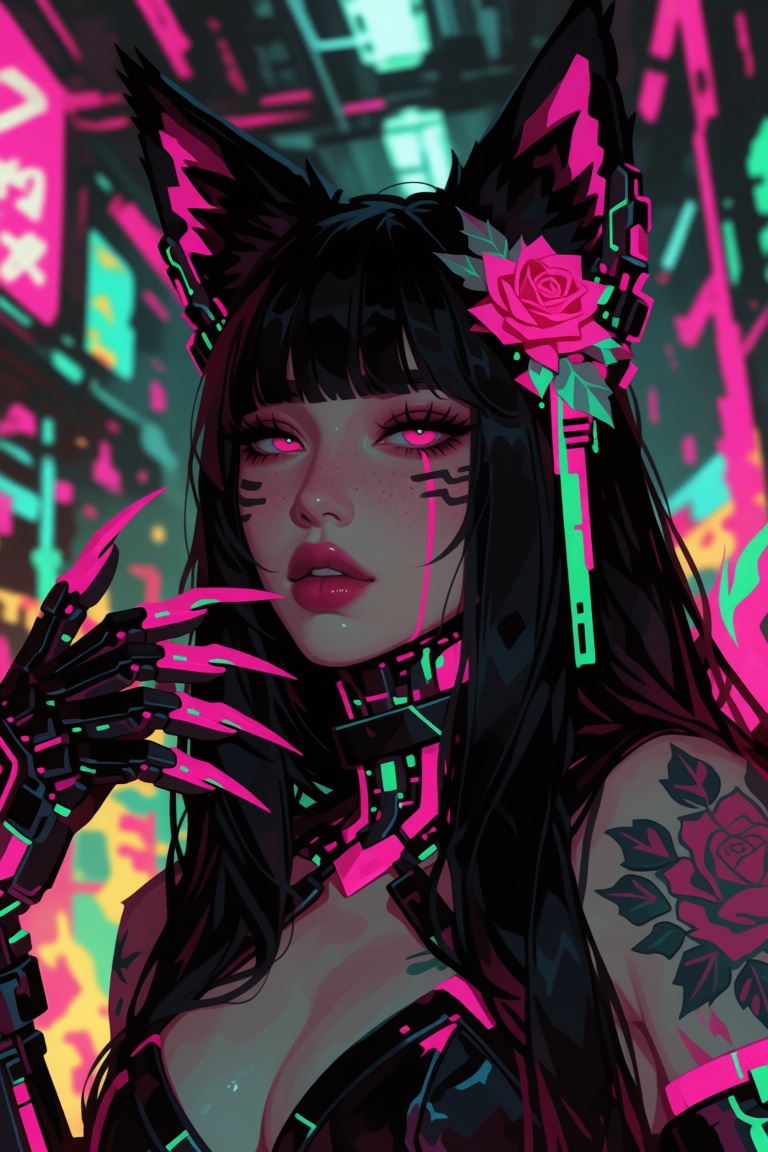 Style: semi realistic digital illustration,  painterly stylized art,  complex character design: dynamic pose of an Asian w...