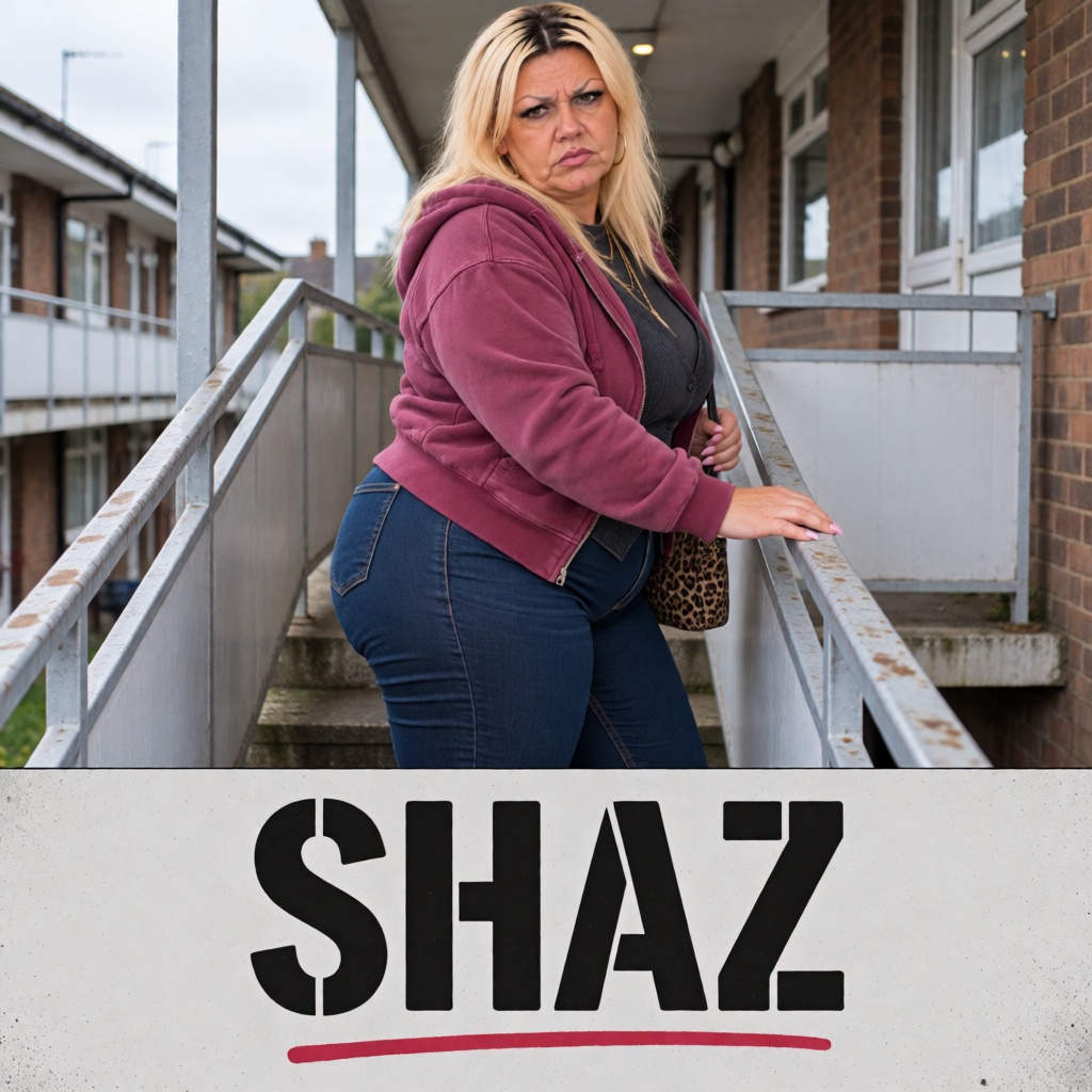 Square composition,  British council-estate photographic character cover with a continuous colour photograph occupying the...
