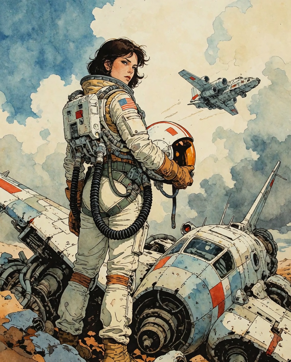 ta86_inkriot,  thin black outlines,  art by Jean Giraud (Moebius) on Tensor.Art