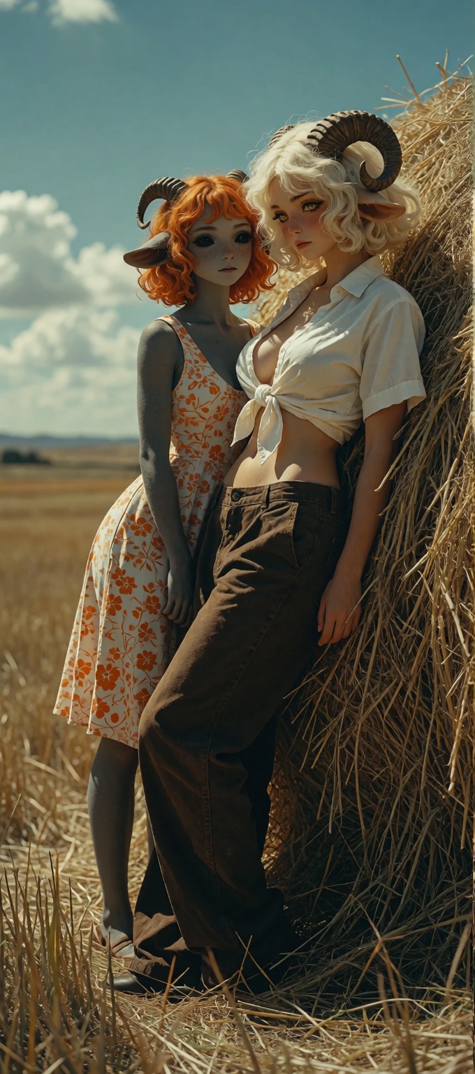 2women,  young anthro animal women,  undressed covered masterpiece on Tensor.Art
