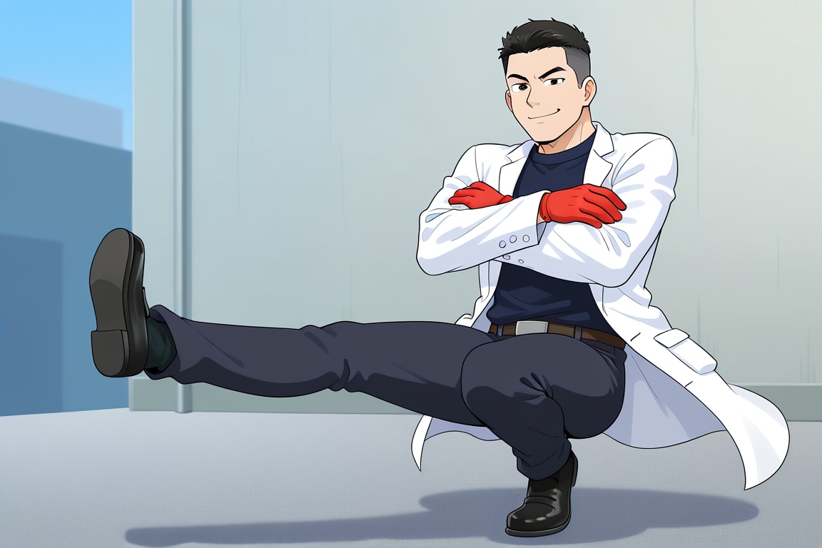 cosquatskydance,  squatting,  on one leg on Tensor.Art