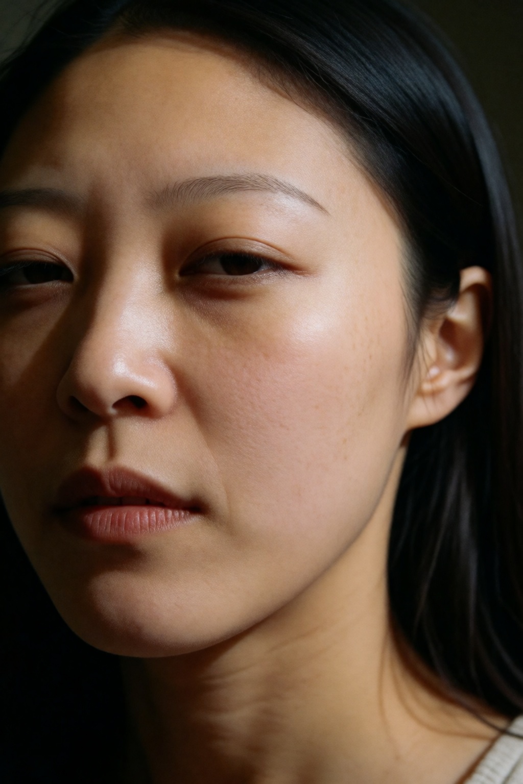 chinese woman,  extreme close-up face shot,  intoxicated expression on Tensor.Art