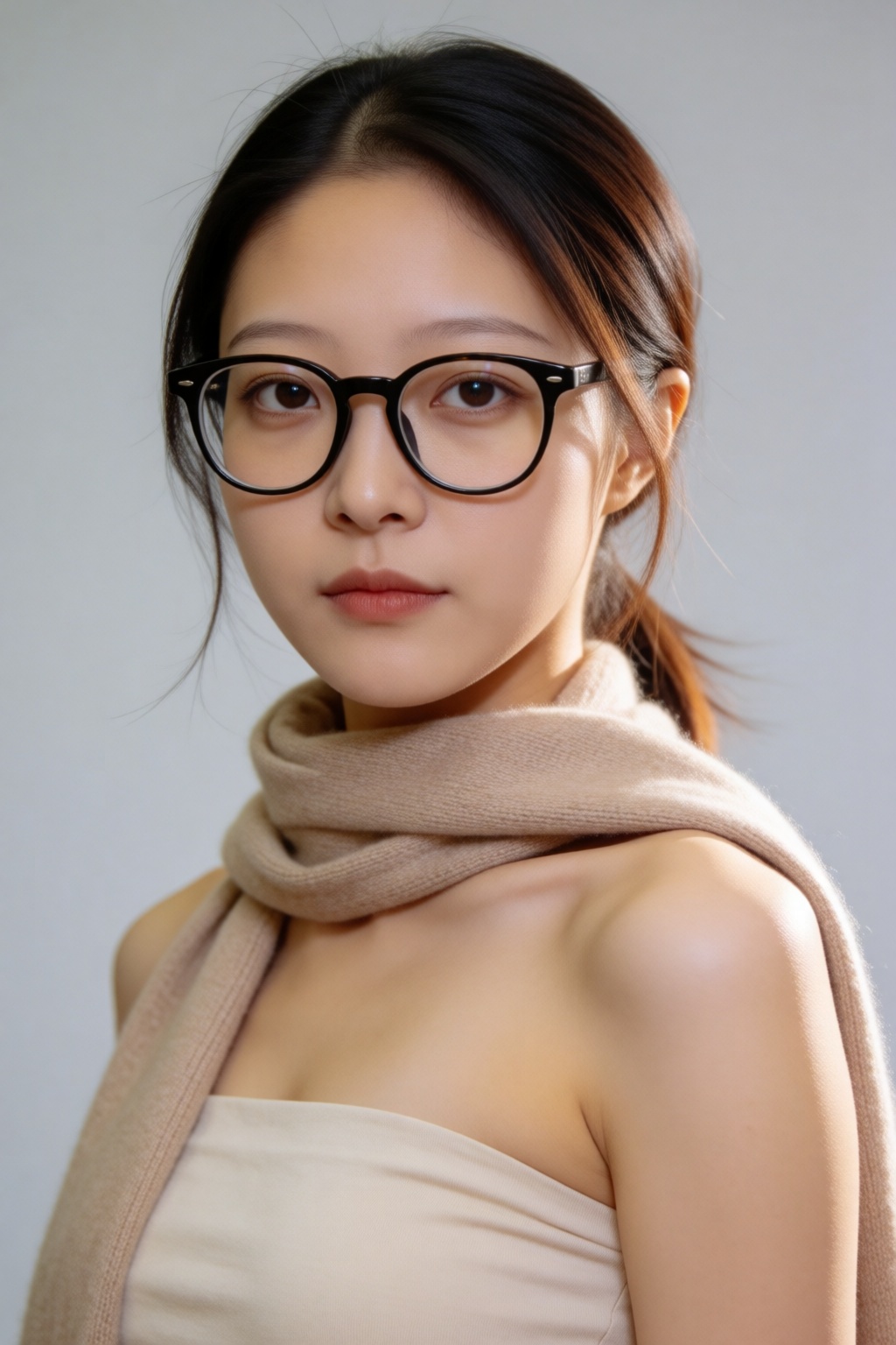 东亚年轻女生,  柔和鹅蛋脸,  浅弯自然眉 on Tensor.Art