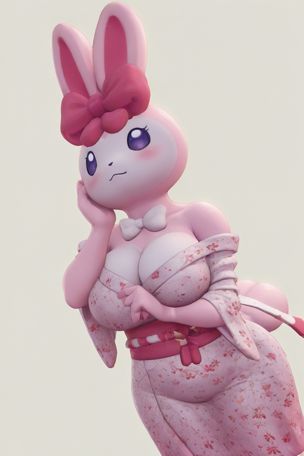 Ribunny,  Purple Eyes,  Anthro Bunny on Tensor.Art