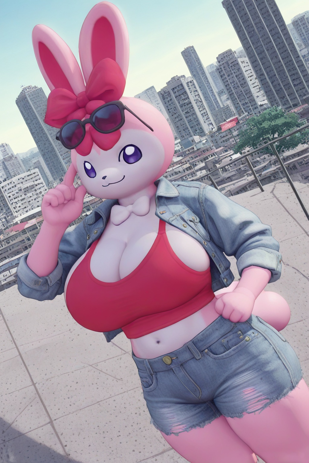 Ribunny,  Purple Eyes,  Anthro Bunny on Tensor.Art