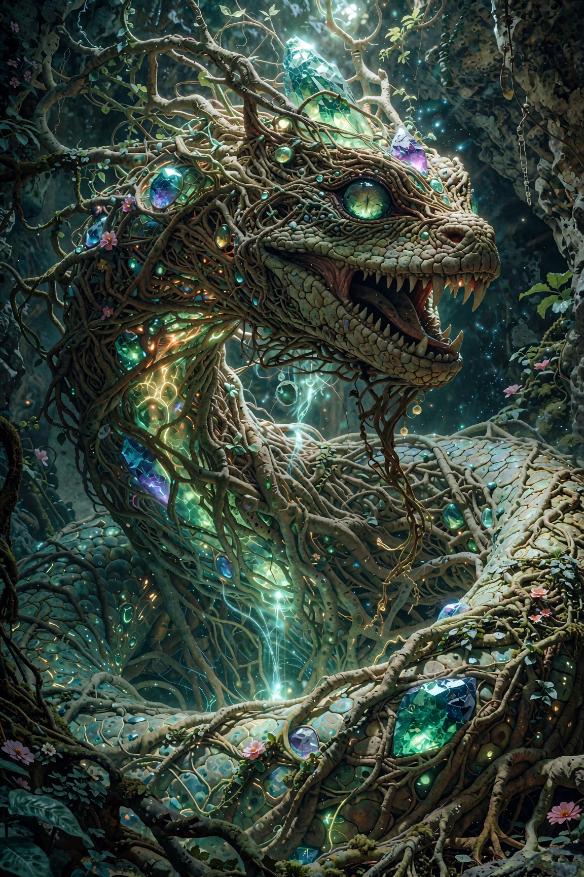 Anorhys,  the Root Serpent of Everdawn Court,  colossal world-serpent formed from ancient roots on Tensor.Art