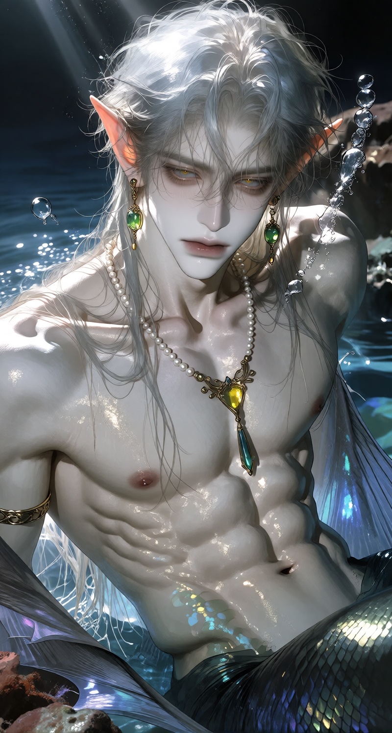 solo,  1boy,  merman on Tensor.Art