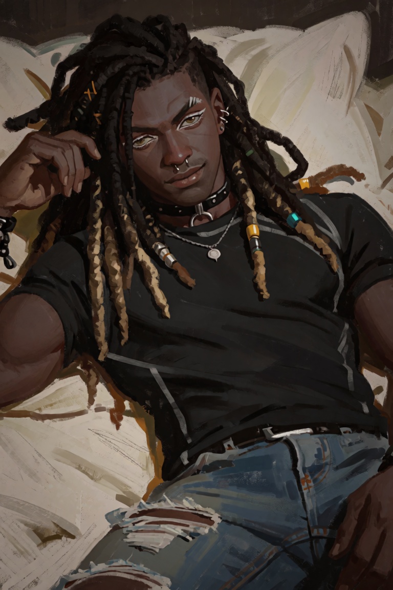 male focus,  african american,  dark skin on Tensor.Art