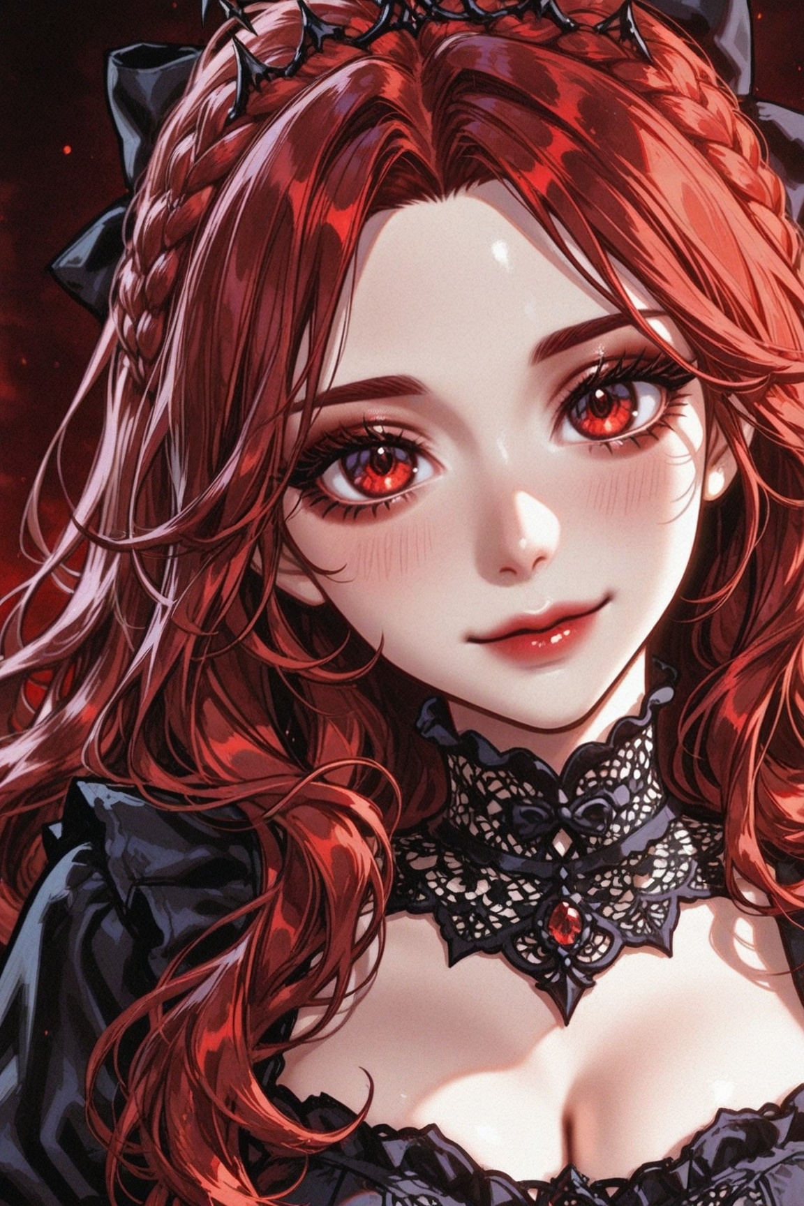 1girl,  solo,  bright red hair on Tensor.Art