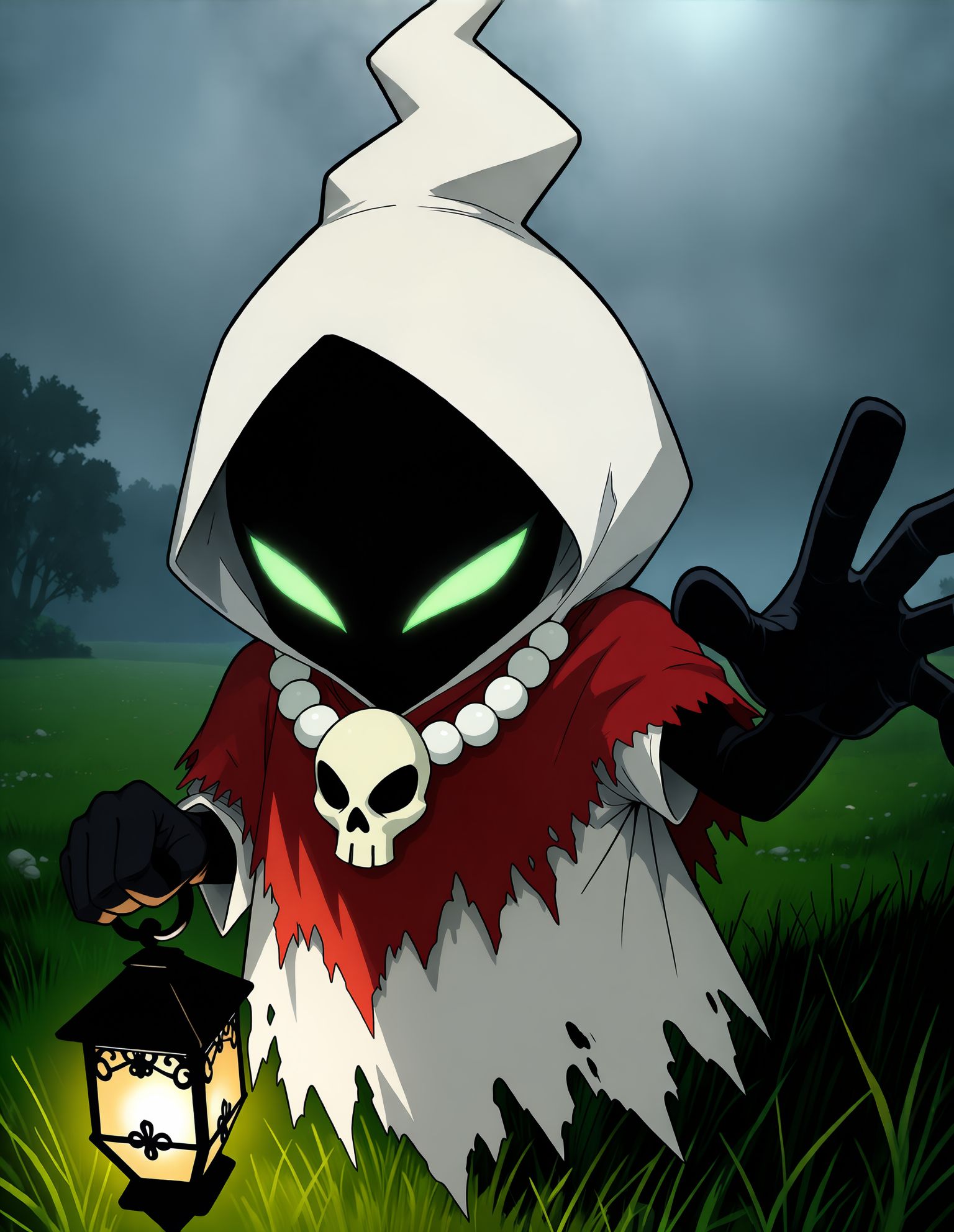 The image is a masterpiece of detail and effort. Anime screenshot,  cel shadingThe BigPoe has no visible legs. It wears a...