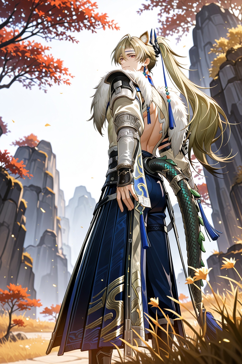 male focus,  1boy,  argent flow \(arknights\) on Tensor.Art
