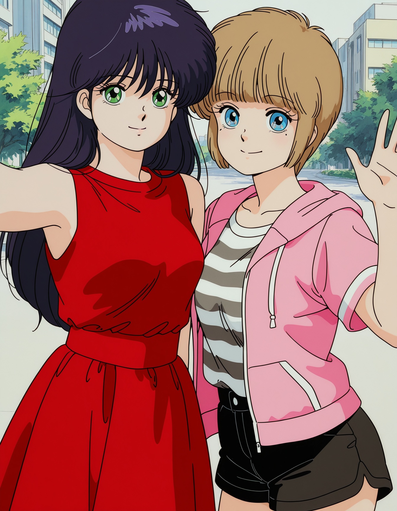2girls,  cowboy shot,  looking at viewer on Tensor.Art