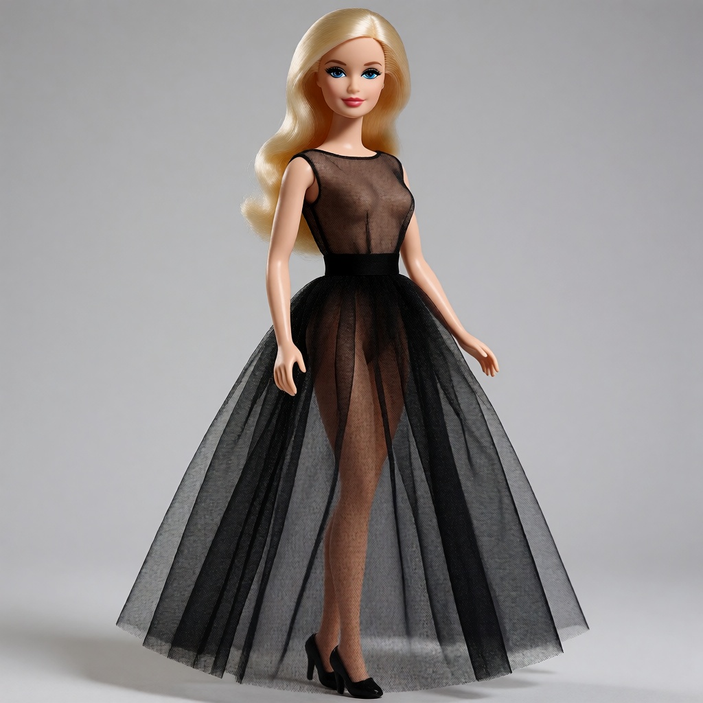 a barbie doll wearing a black tulle dress on Tensor.Art