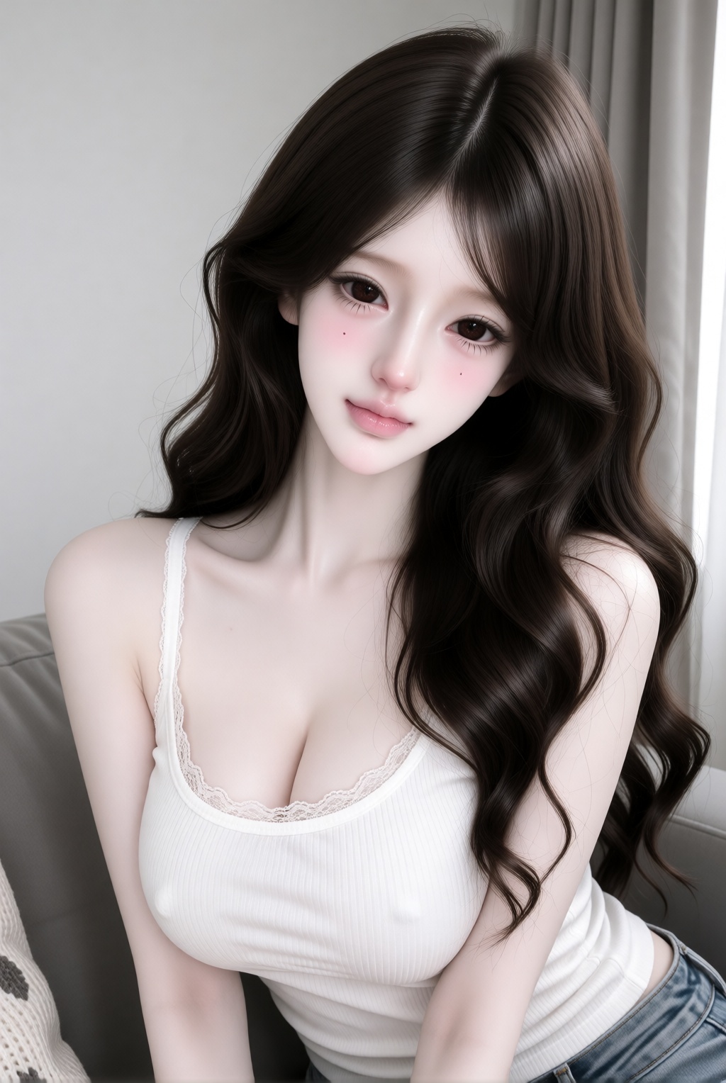 Indoor portrait photography,  cozy domestic aesthetic,  soft natural daylight on Tensor.Art