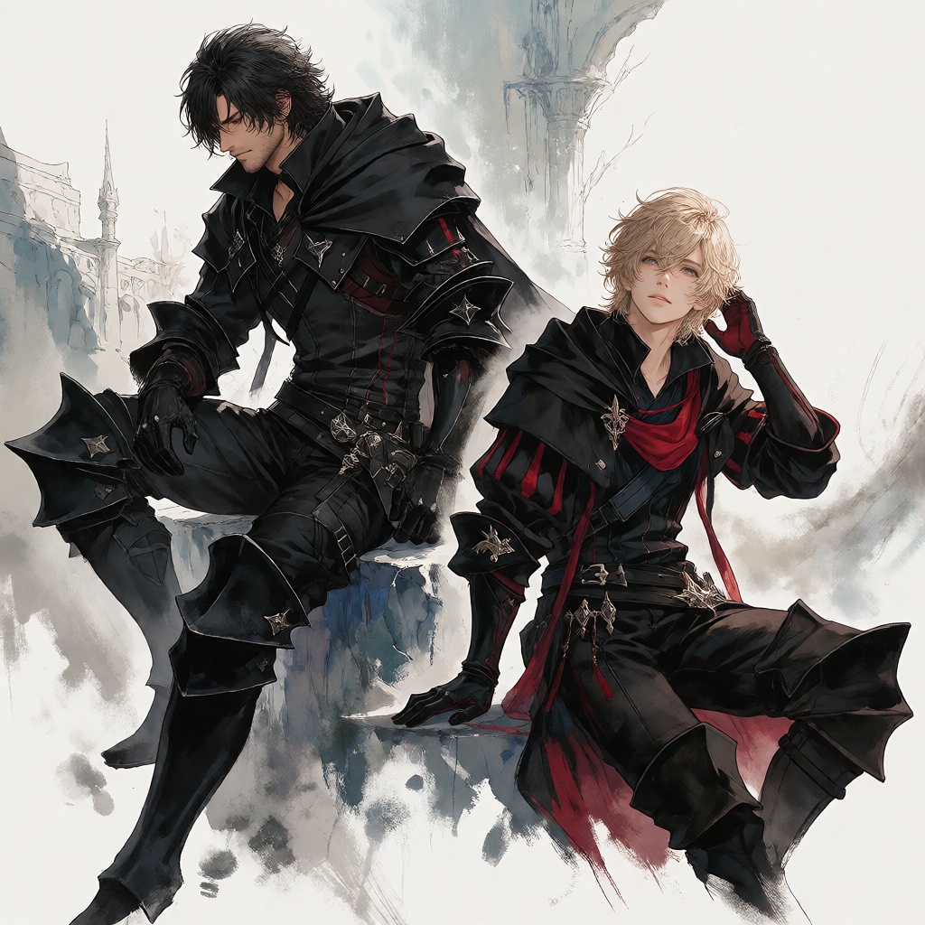 Clive Rosfield and his younger brother Joshua Rosfield,  Final Fantasy XVI,  two male characters on Tensor.Art