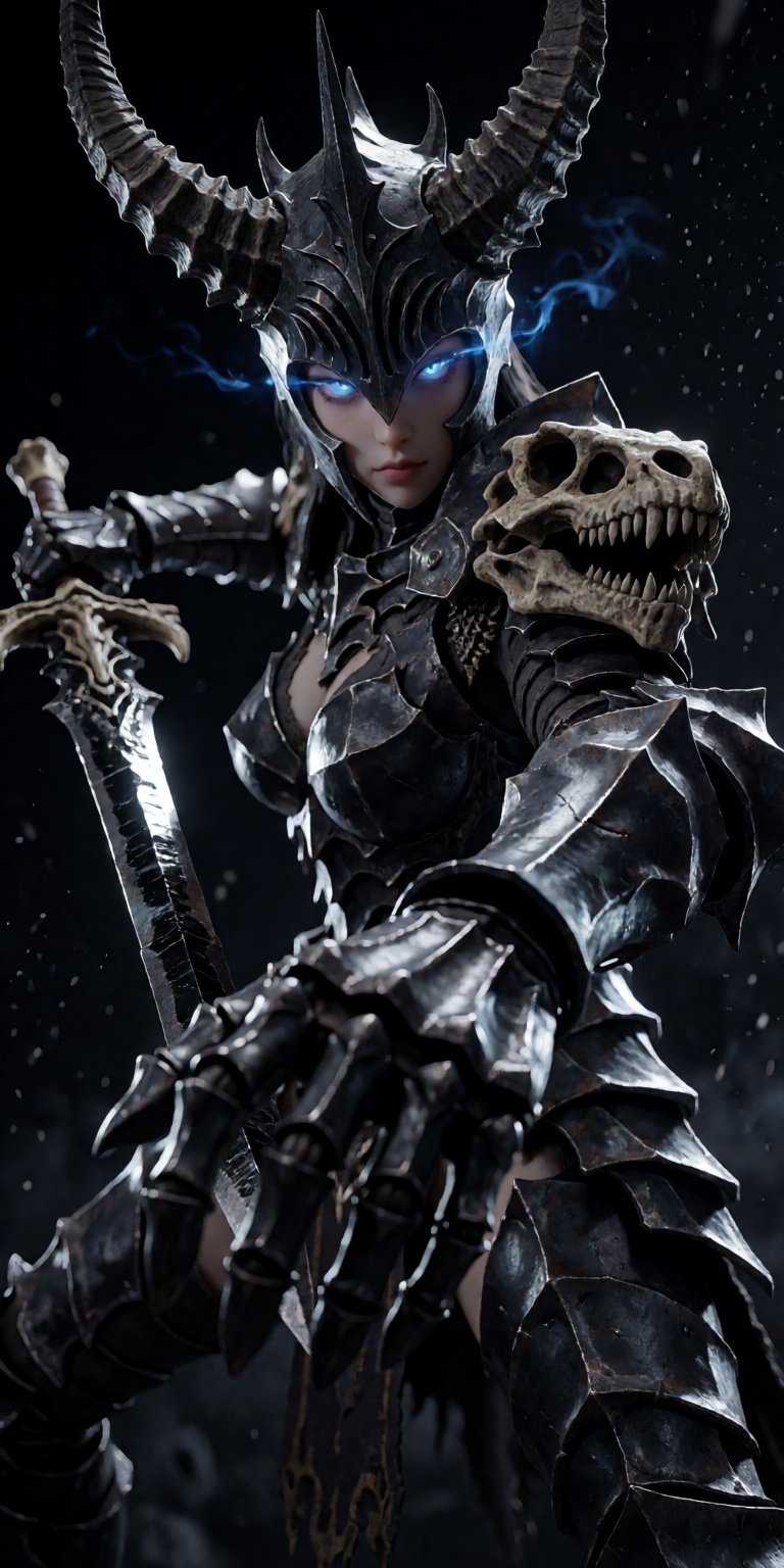 1 girl,  solo,  dark fantasy warrior on Tensor.Art