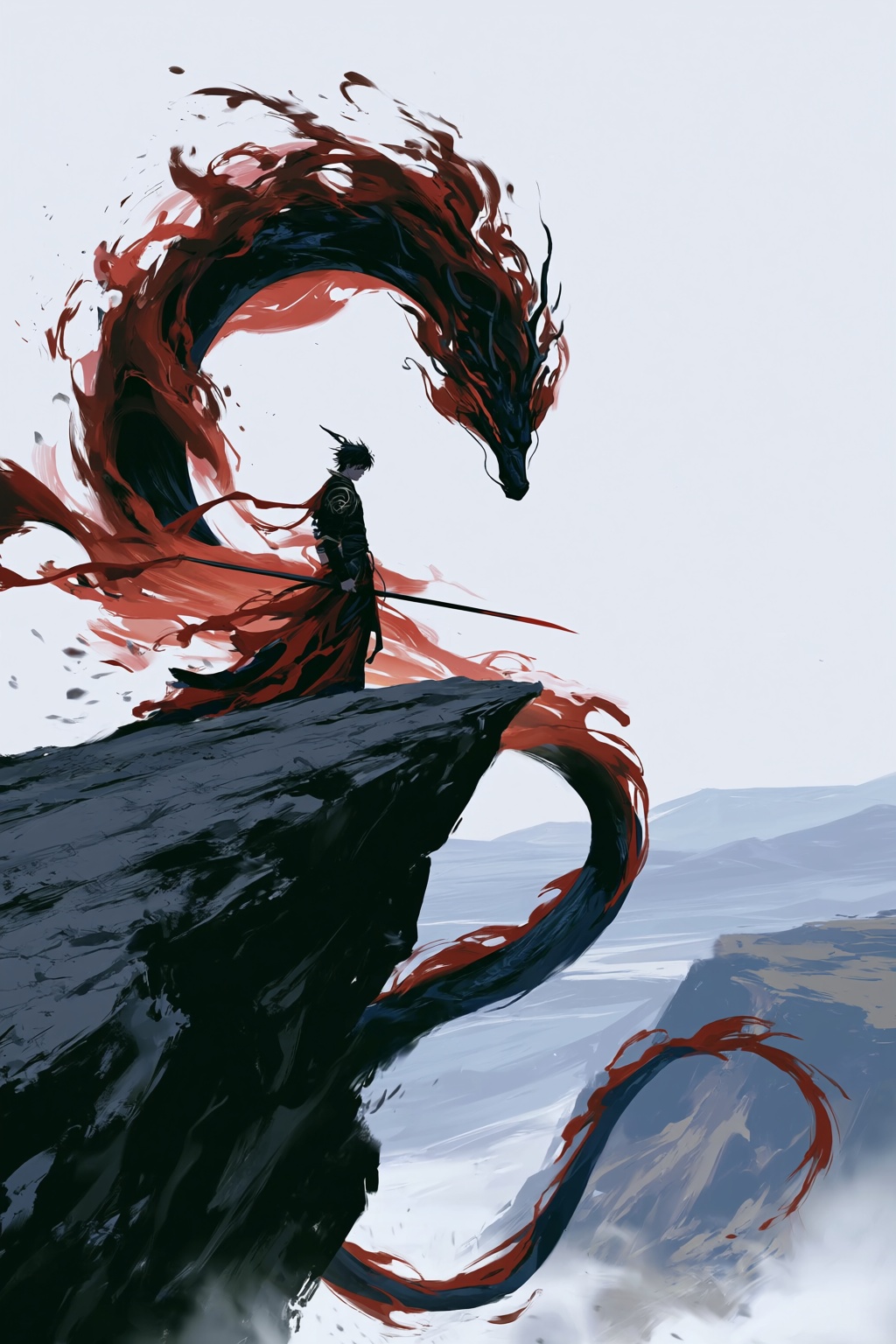 @xieyi style,  wild freehand brush strokes,  sharp brush lines on Tensor.Art