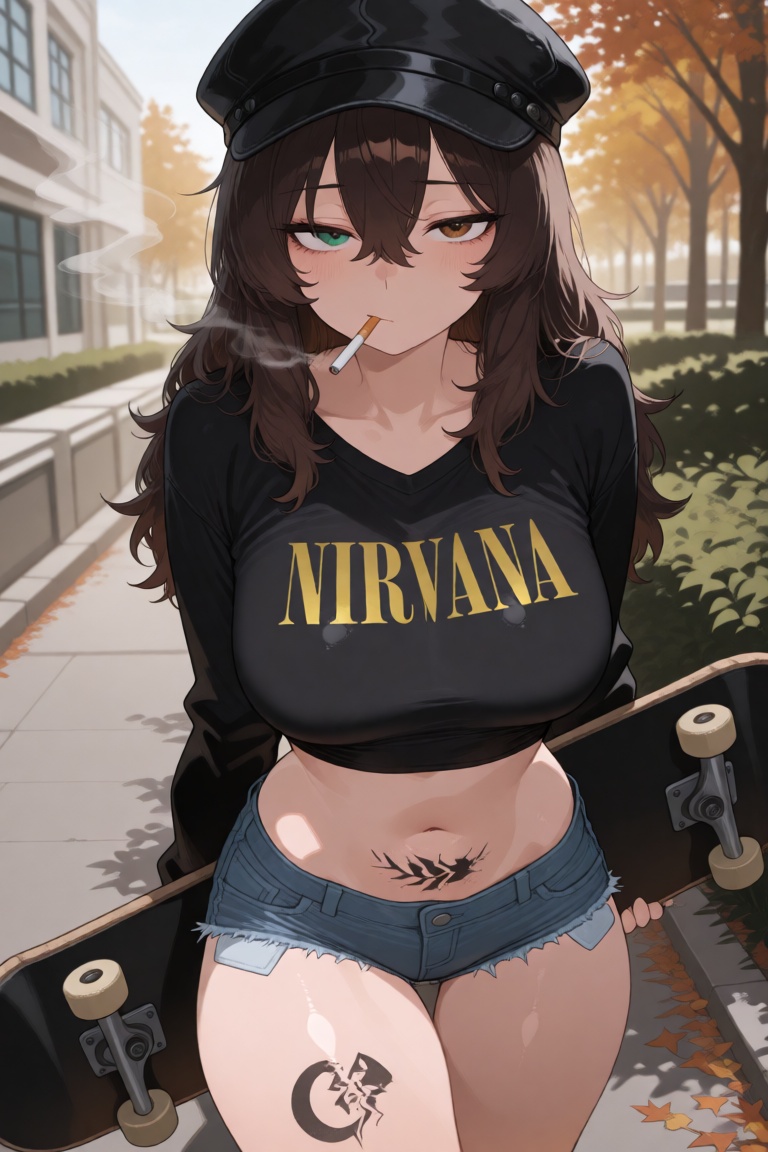 Midslop_01,  a 22yo latina girl,  she have wavy brown hair on Tensor.Art