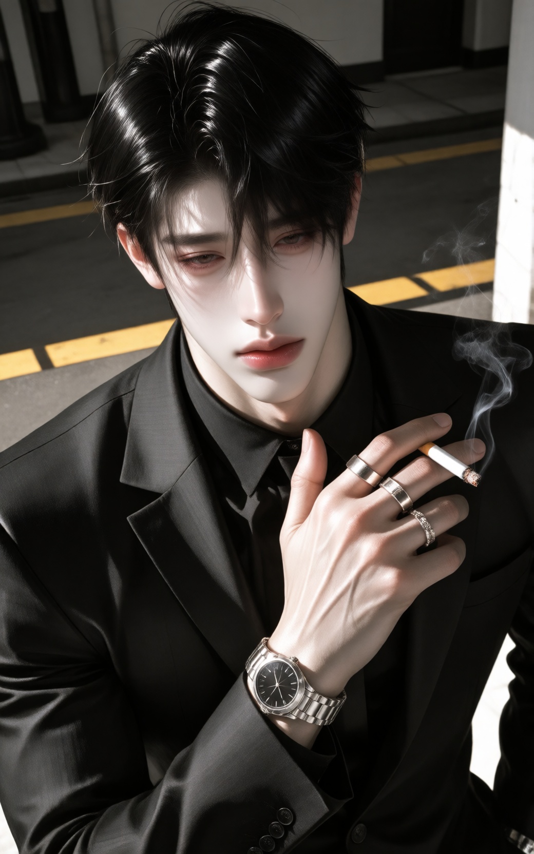 masterpiece,  semi-realistic anime portrait,  exceptionally handsome young ***** East Asian man on Tensor.Art