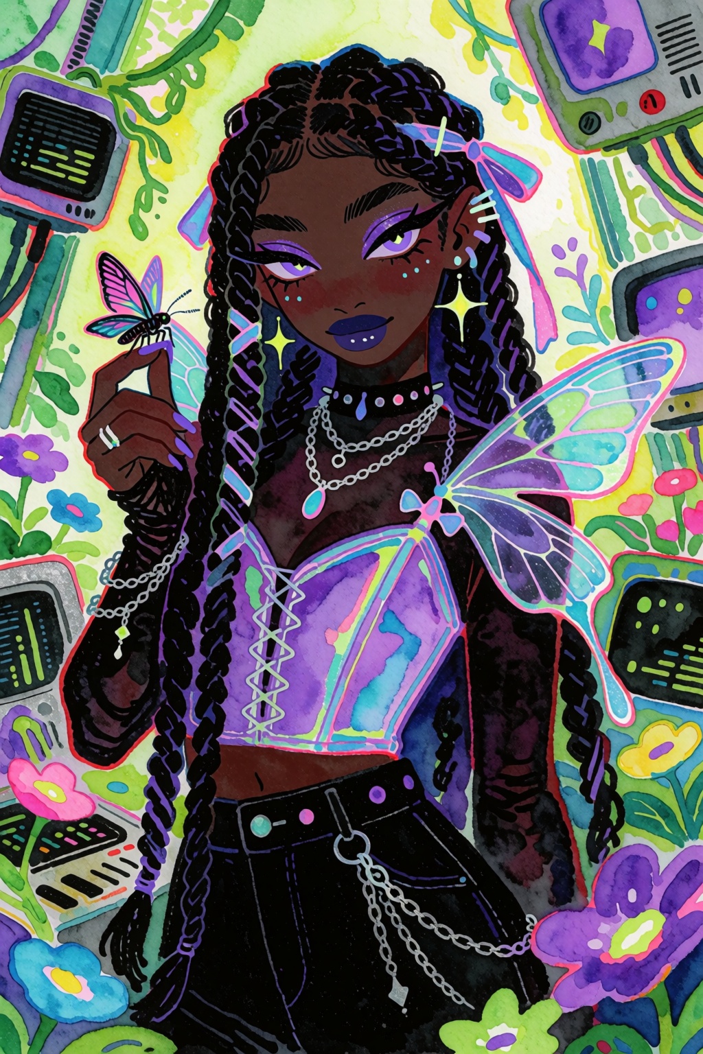 Quinnique,  ethereal 26-year-old ***** woman with deep ebony skin,  a heart-shaped face on Tensor.Art