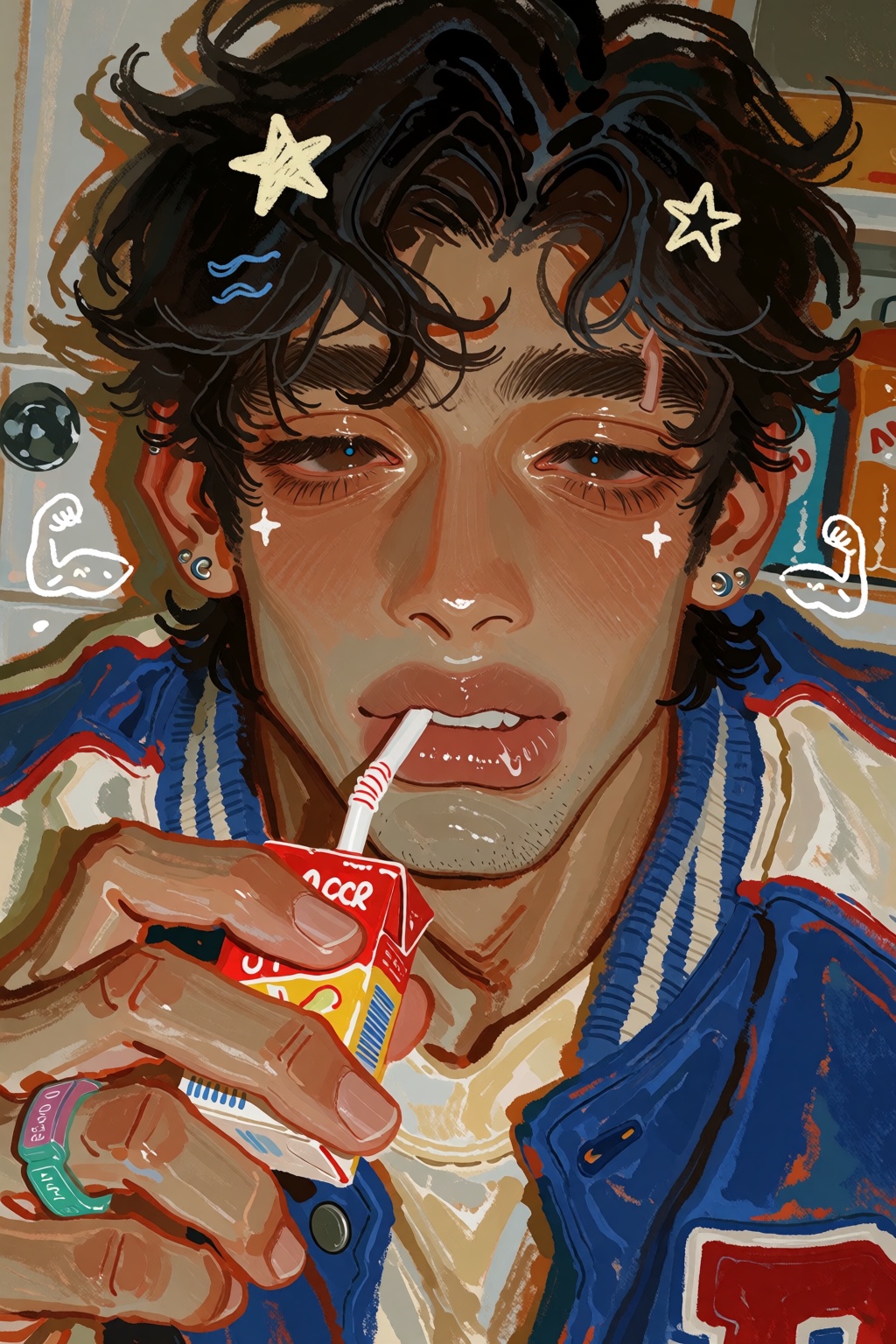 Quinnique,  handsome ***** man with a broad square face,  deep golden-brown skin on Tensor.Art
