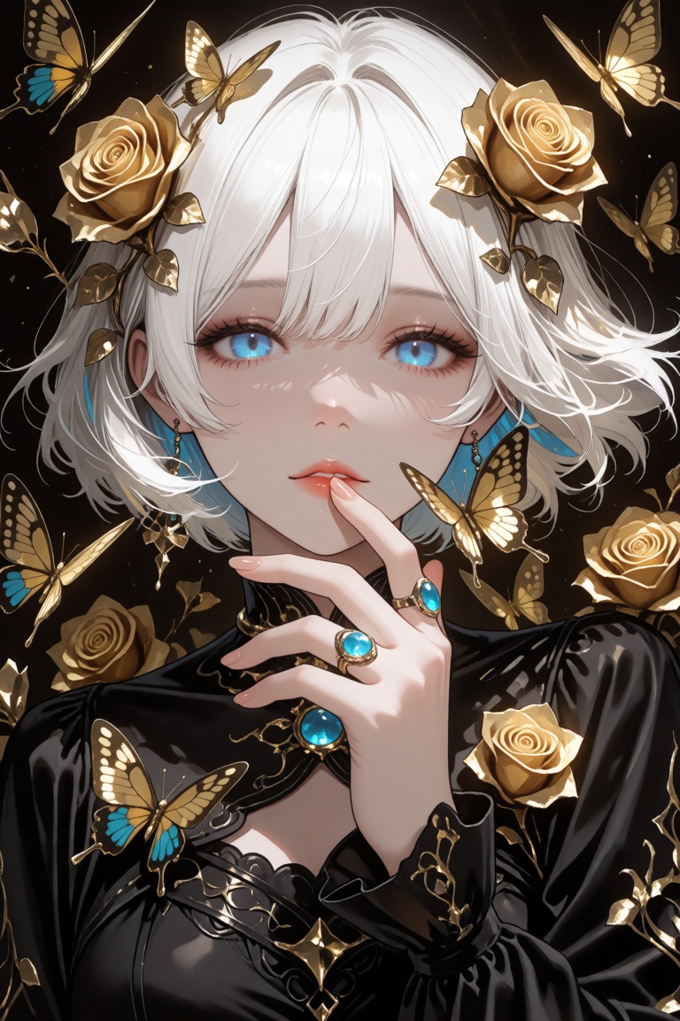 this is a highly detailed digital illustration in an anime style,  it features a young woman with striking blue eyes,  pal...