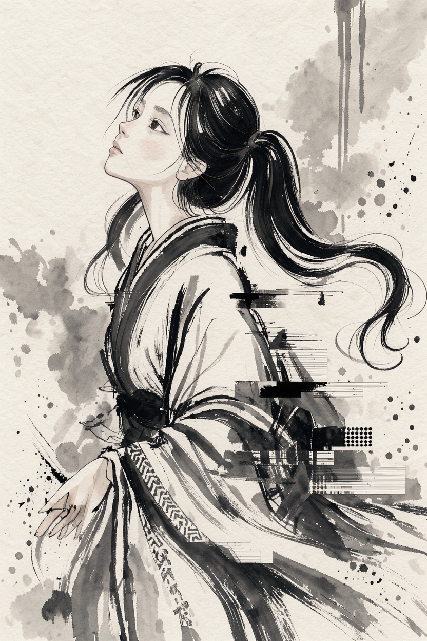 1girl,  black hair,  long hair on Tensor.Art