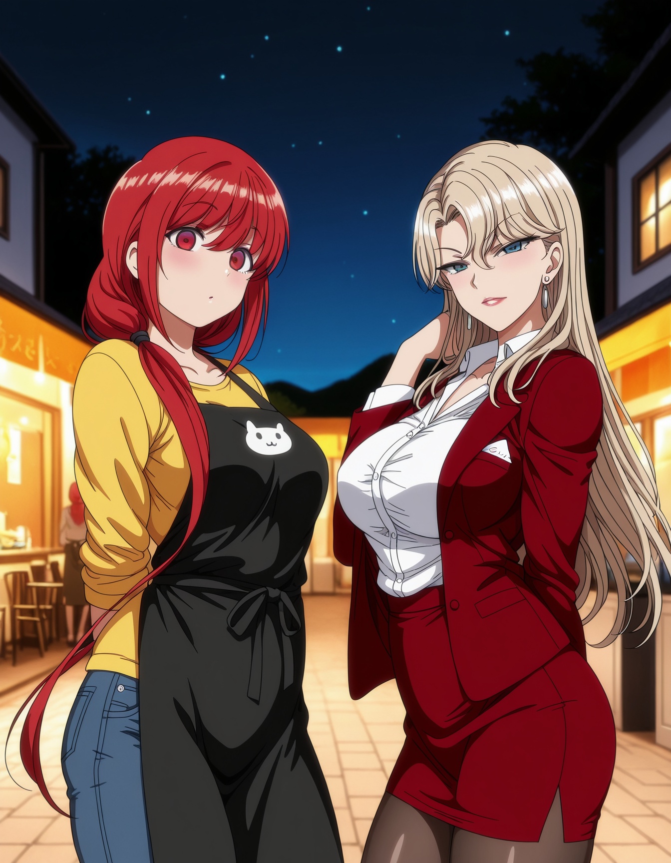 2girls,  cowboy shot,  looking at viewer on Tensor.Art