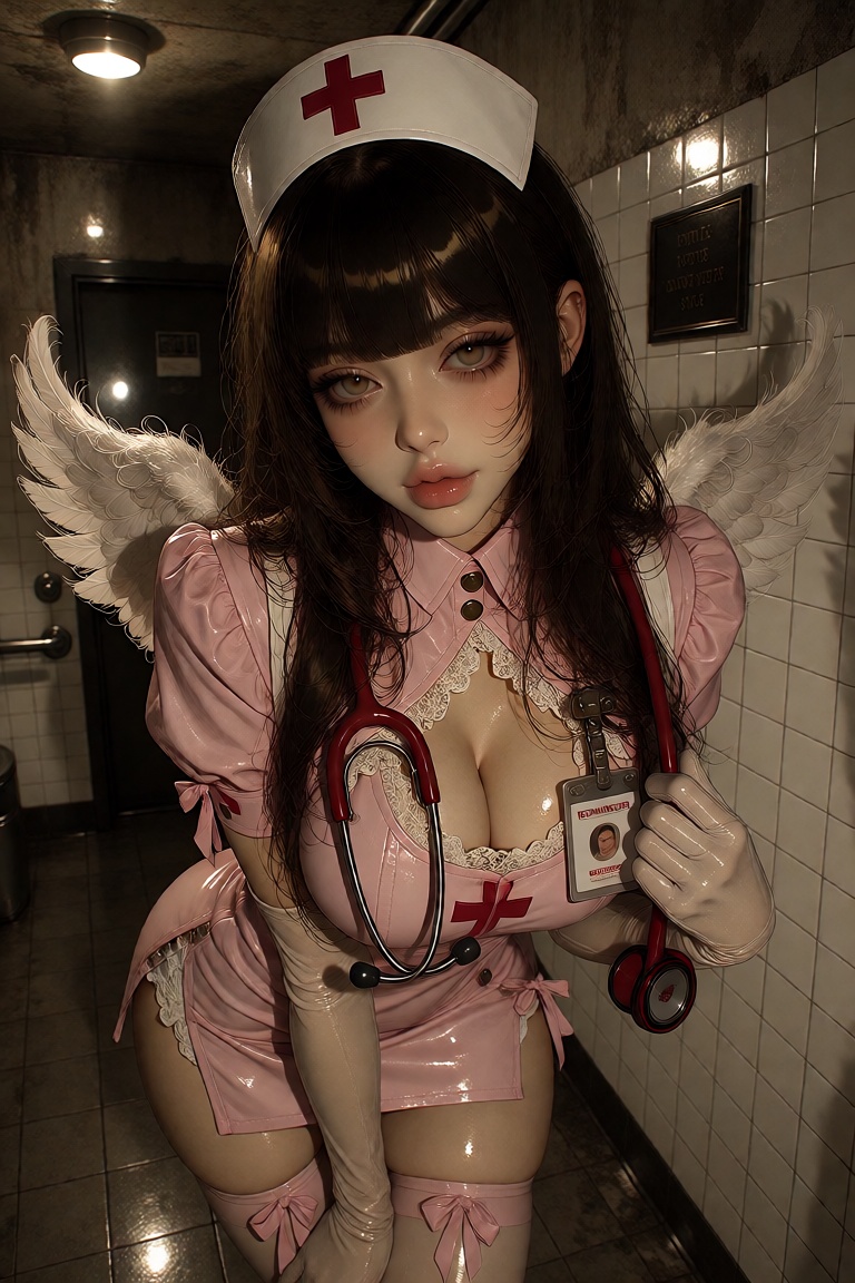Nijireol,  A high-quality,  photorealistic vertical portrait of a young woman cosplayer wearing a pastel pink anime-inspir...