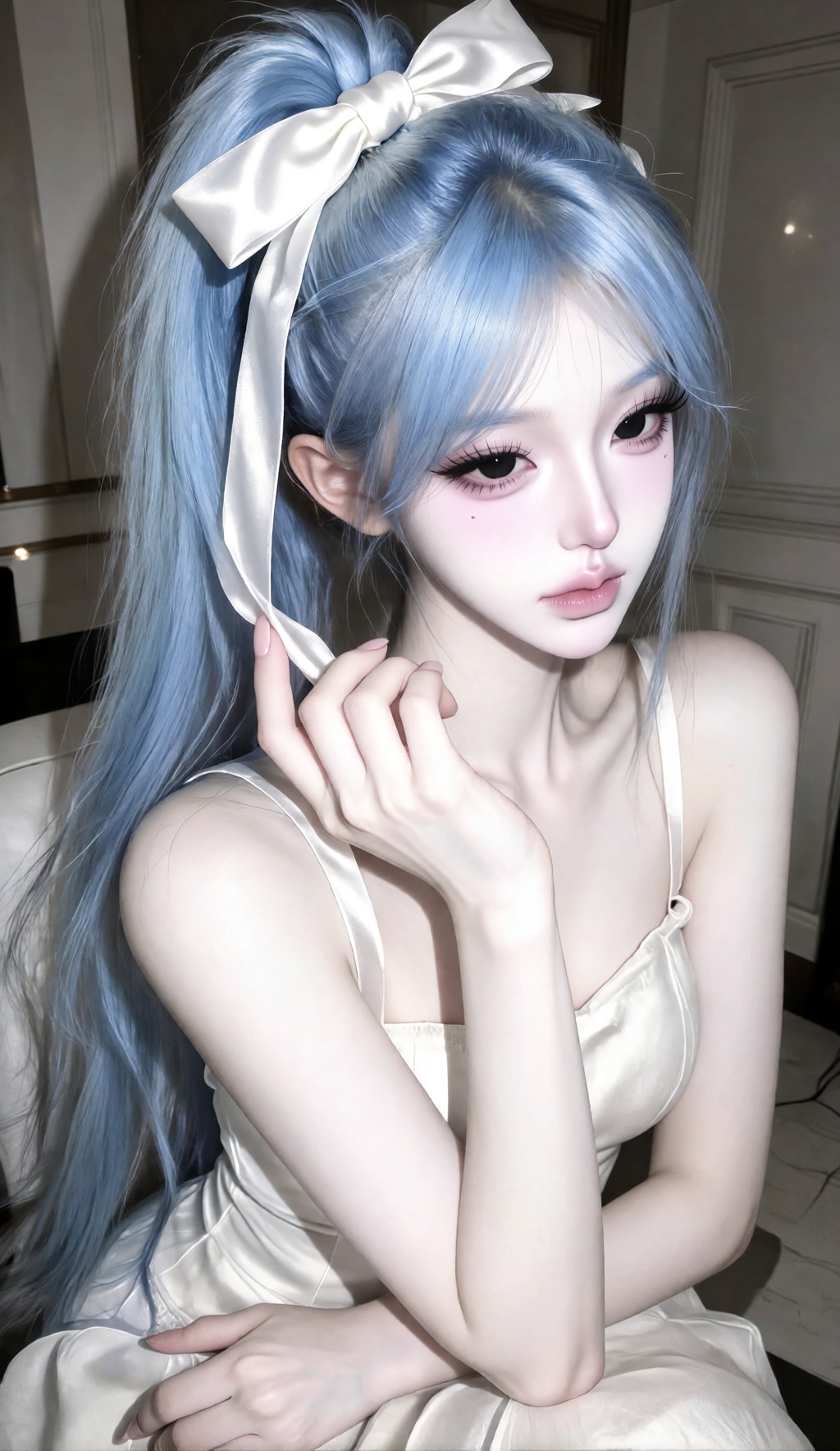 1 woman,  solo,  striking Korean fashion editorial character on Tensor.Art
