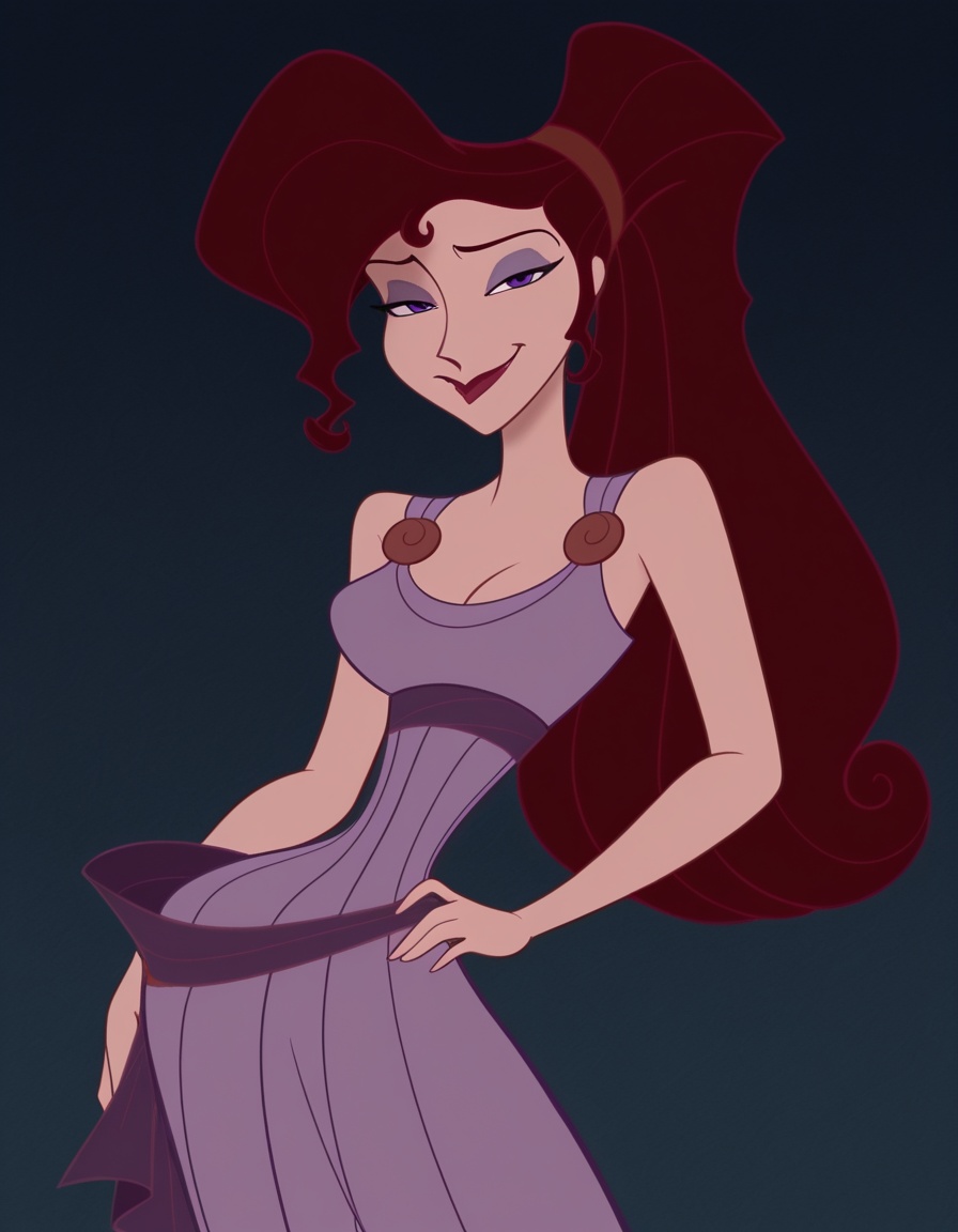 style parody,  megaraherc,  long burgundy hair on Tensor.Art